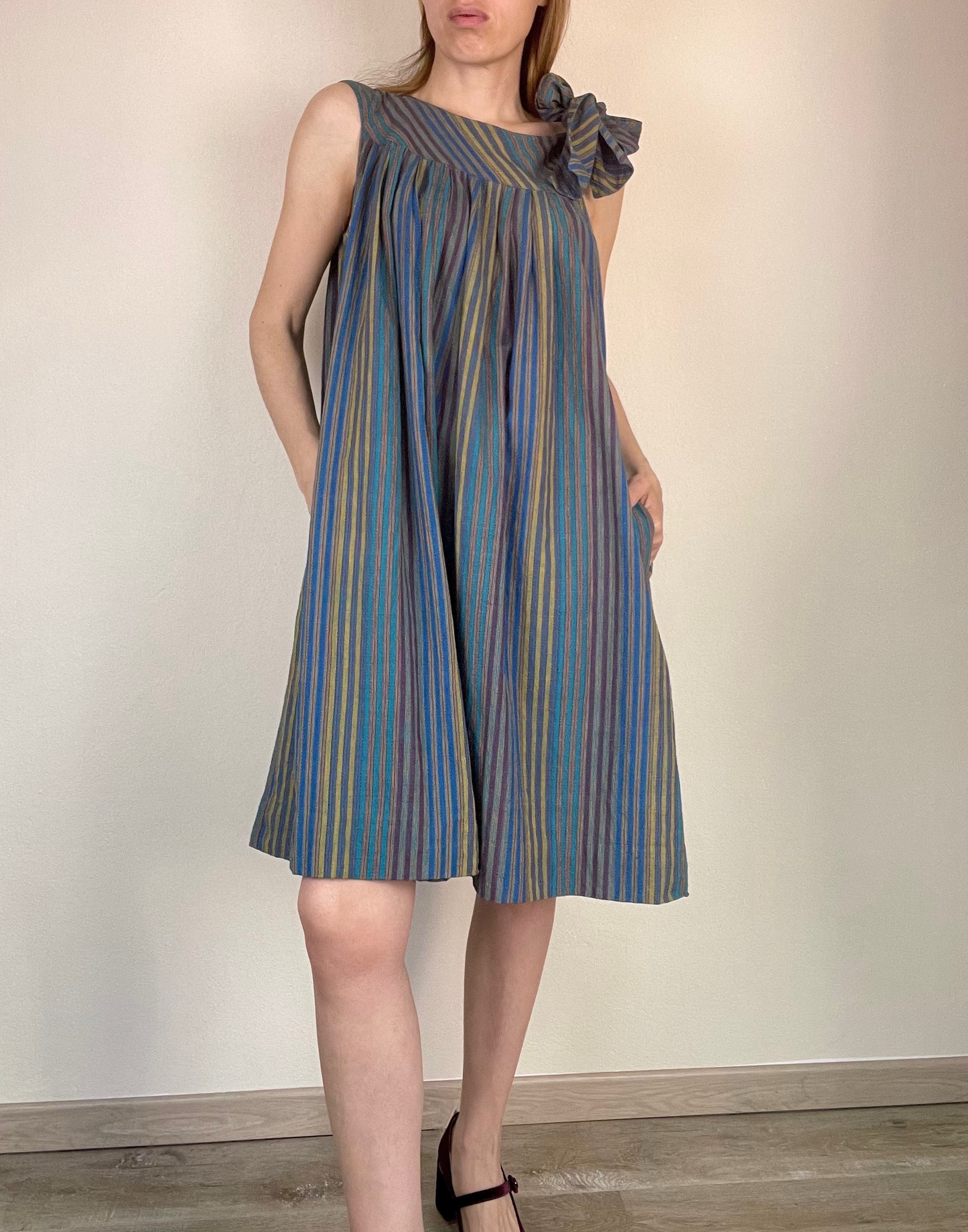 Lanvin multicolor striped cotton tent dress