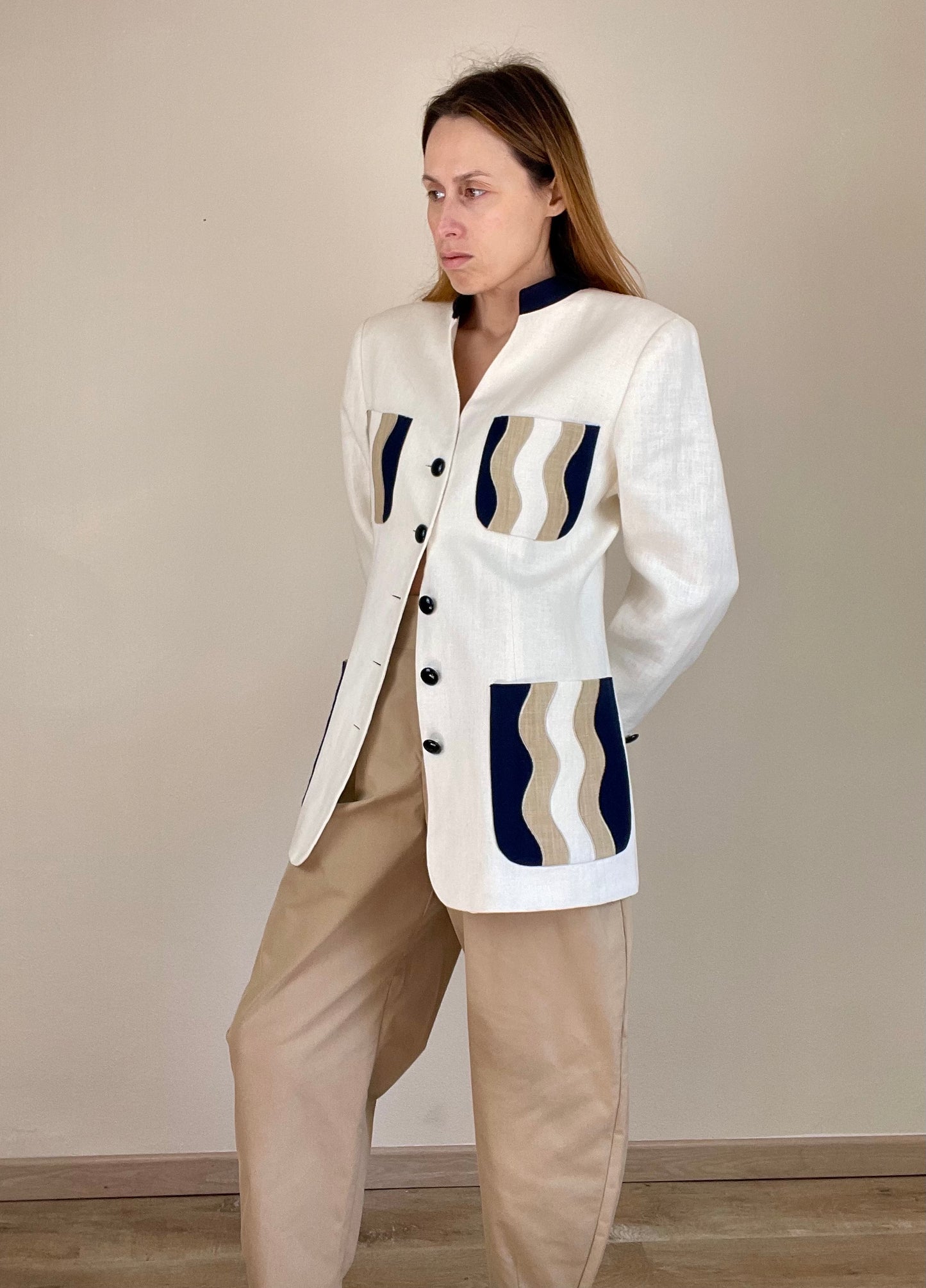 Valentino off white linen blazer jacket