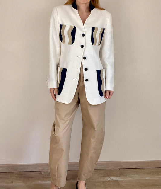 Valentino off white linen blazer jacket