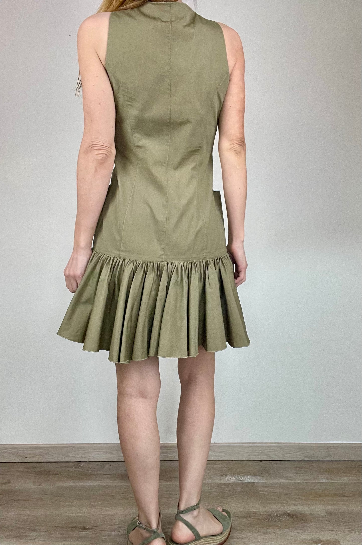 Alberta Ferretti green kaki mini dress