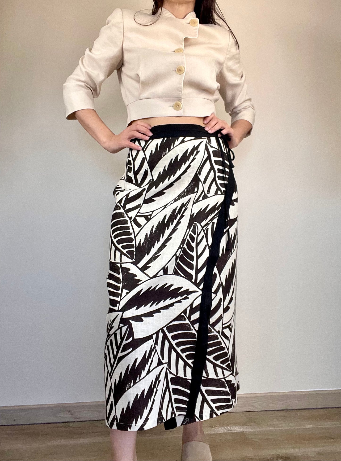Max Mara linen wrap long skirt