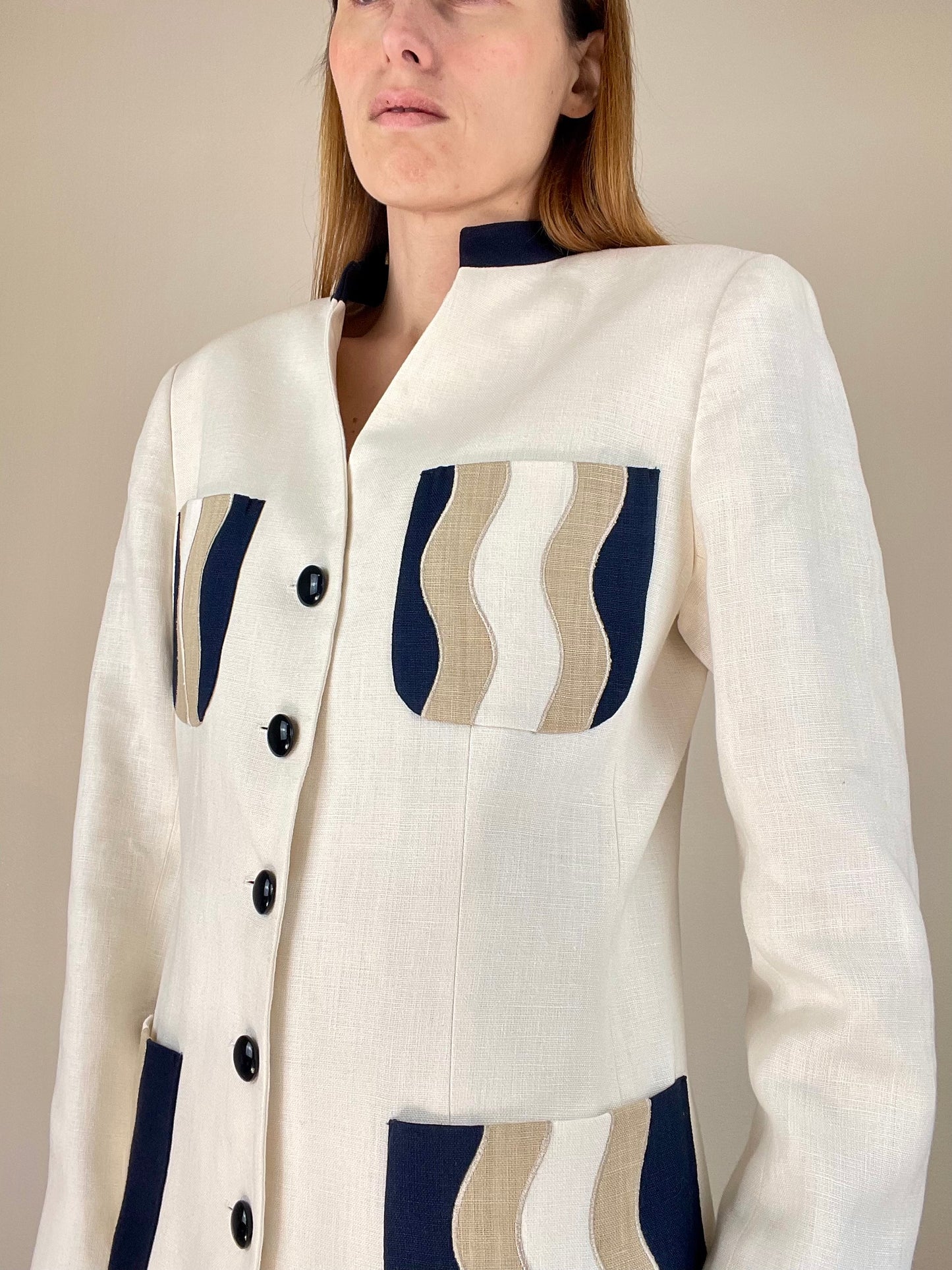Valentino off white linen blazer jacket