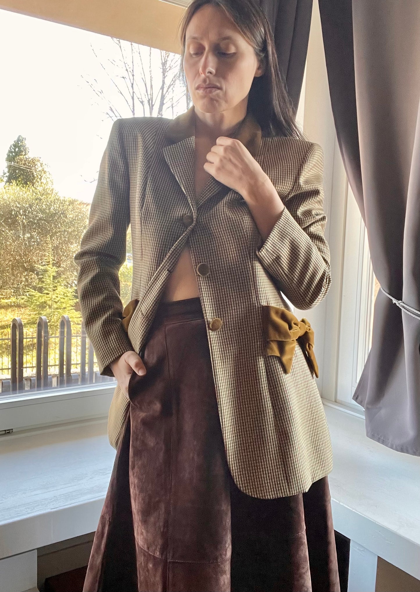 Moschino plaid jacket with bows