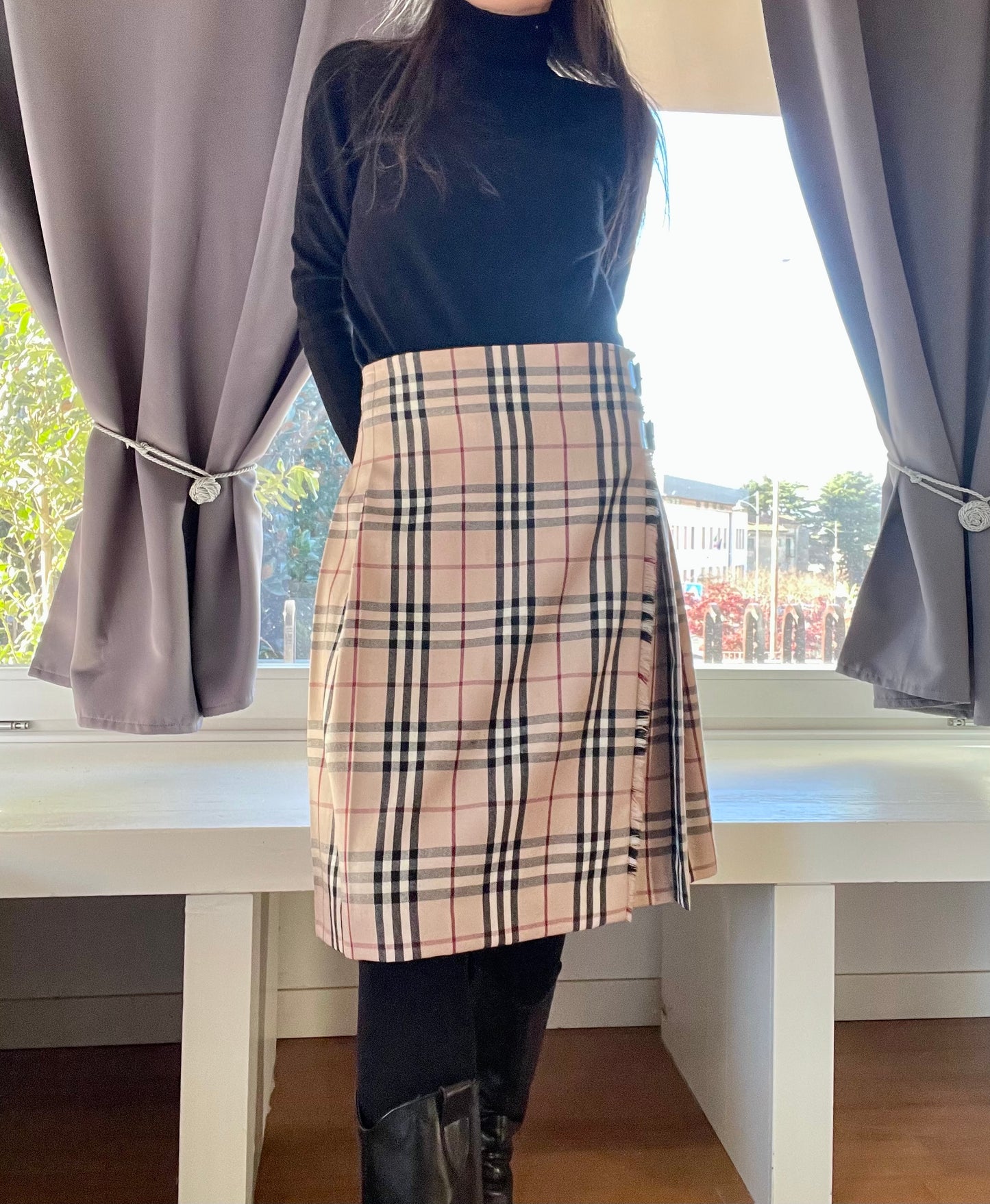 Burberry nova check midi skirt