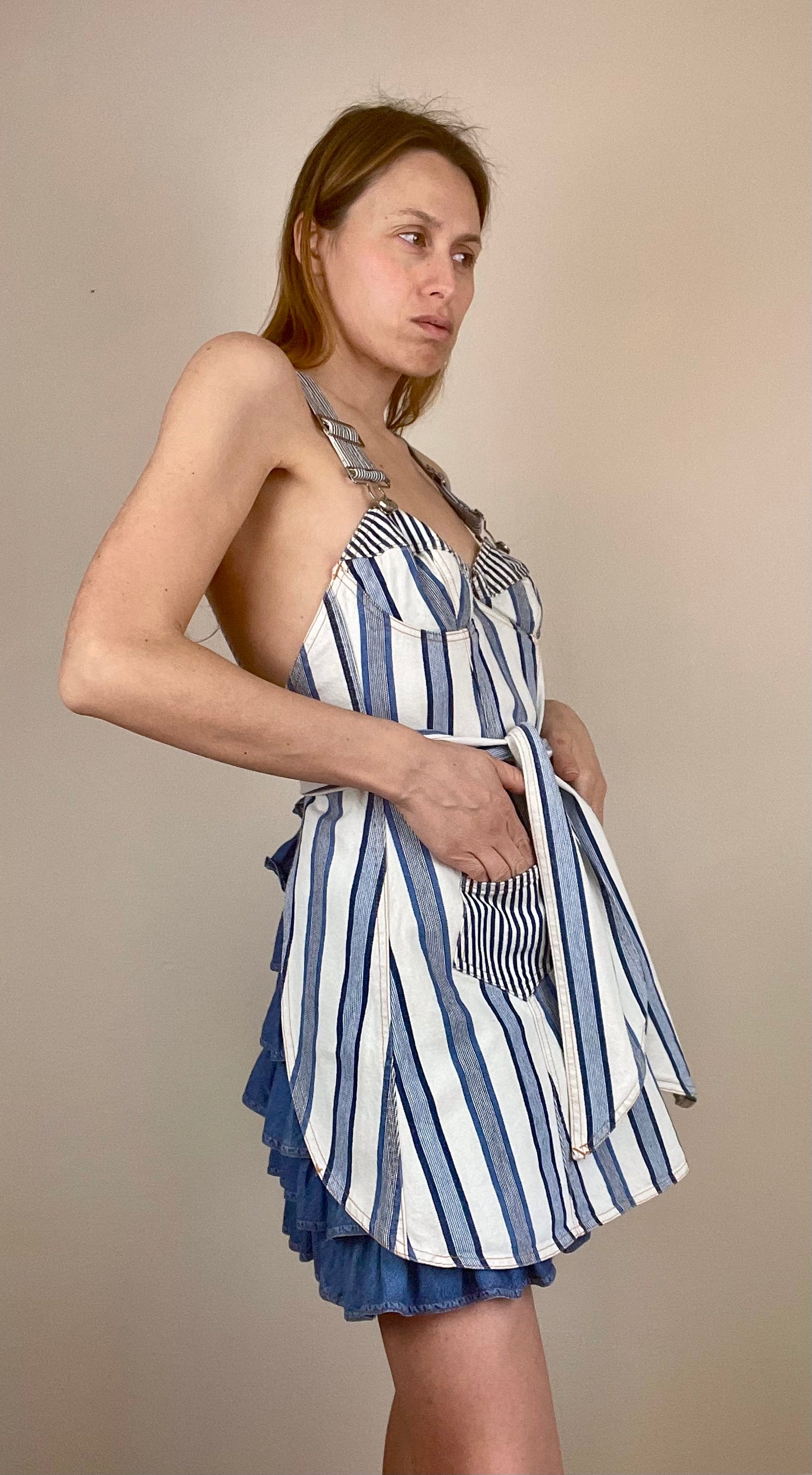 Christian Lacroix apron overall mini dress