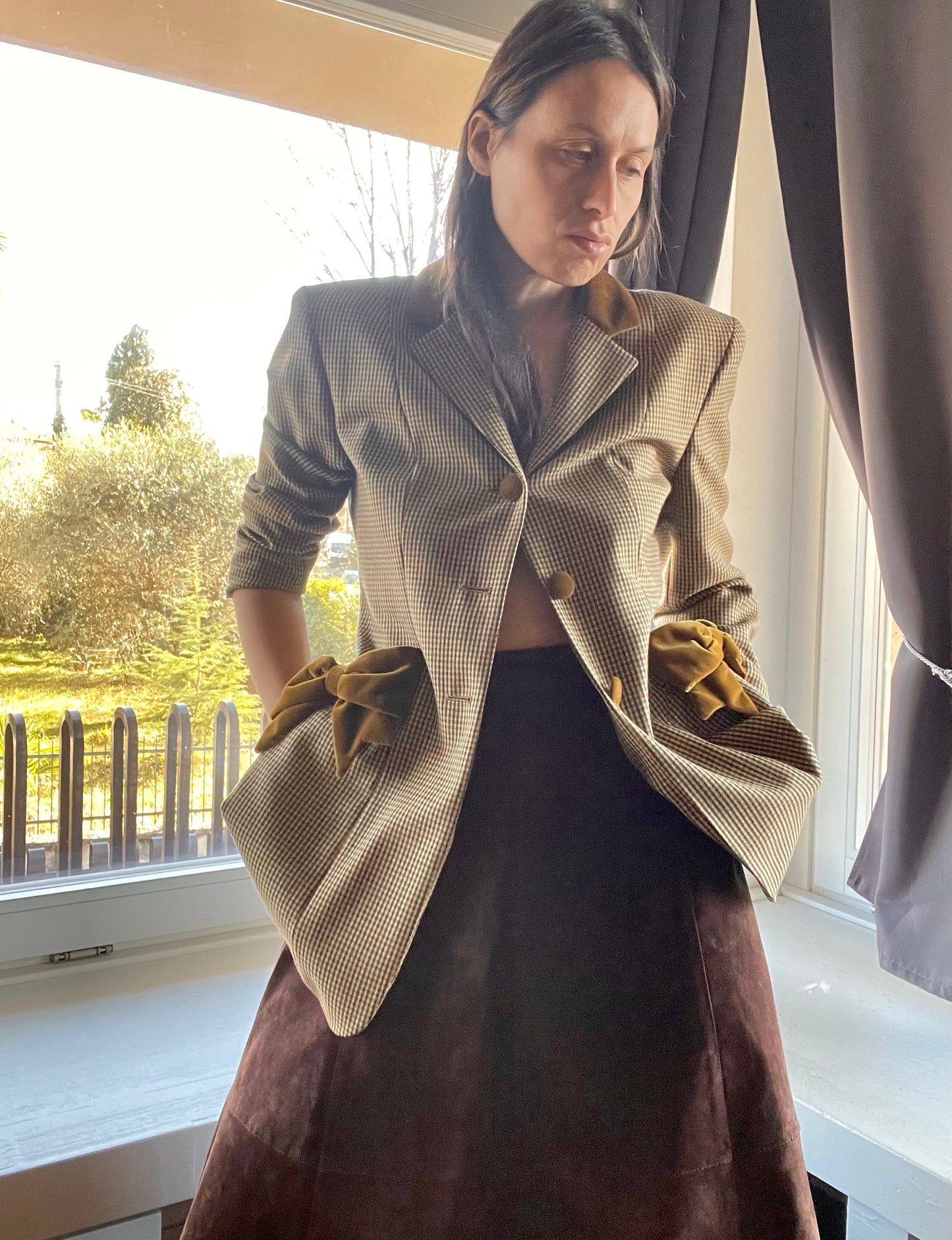 Moschino plaid jacket with bows