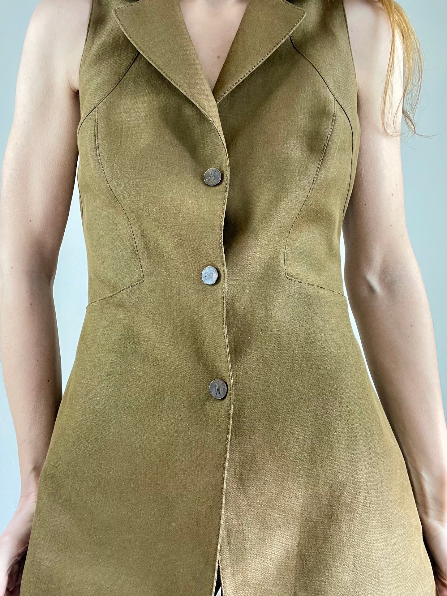 Claude Montana brown cut out long top/vest