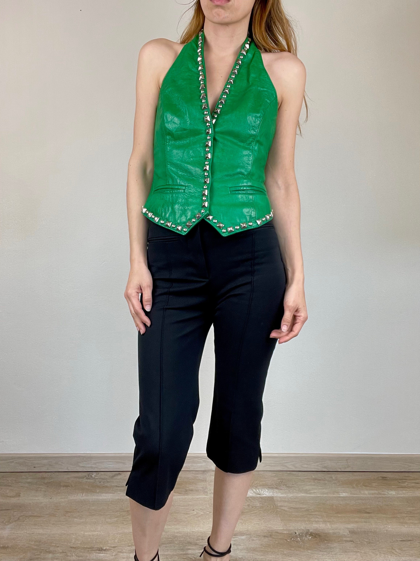 Moschino Cheap and Chic leather studded bustier corset vest