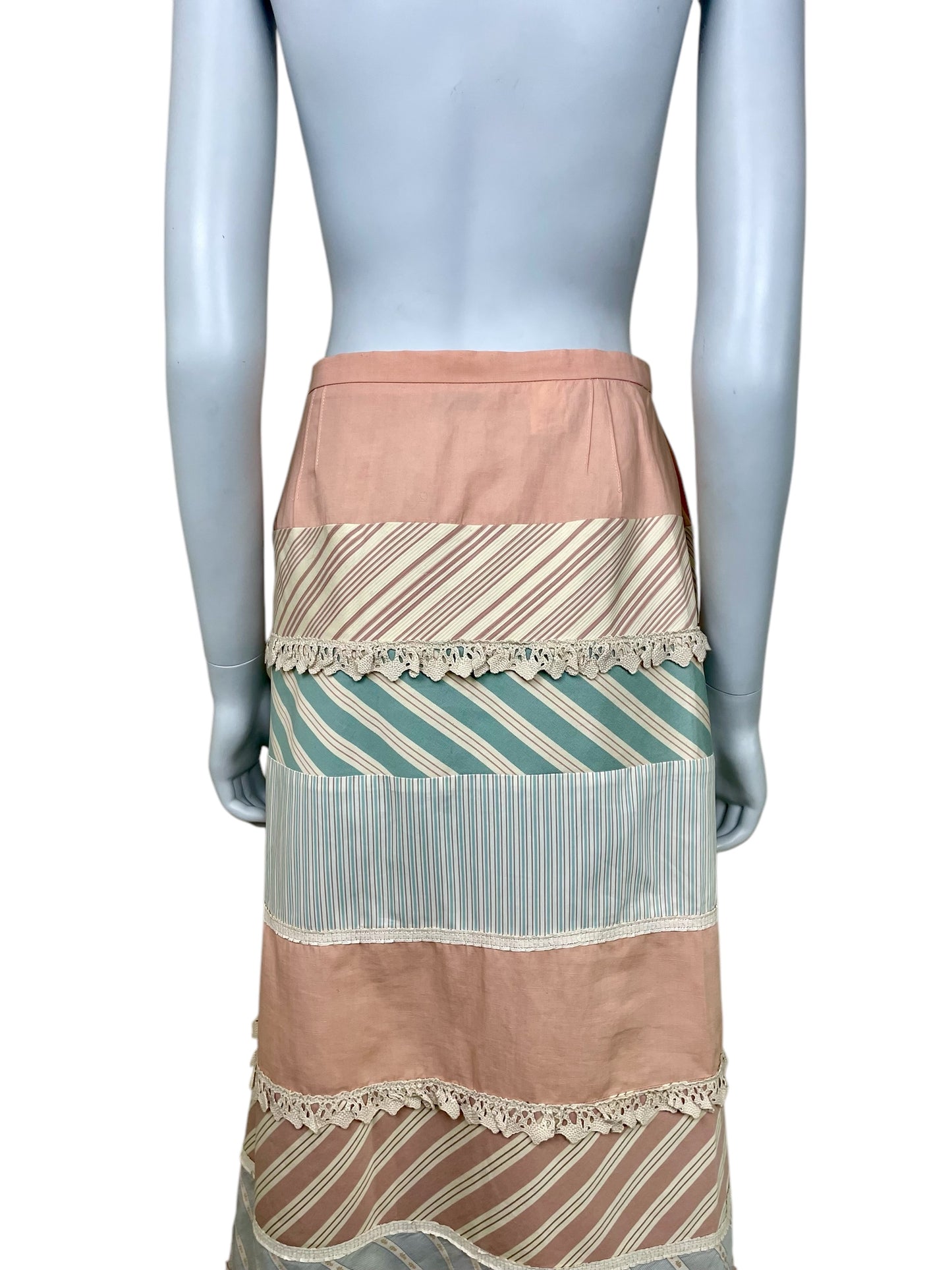 Moschino Cheap and Chic deadstock Spring Summer 2003 striped and lace maxi skirt