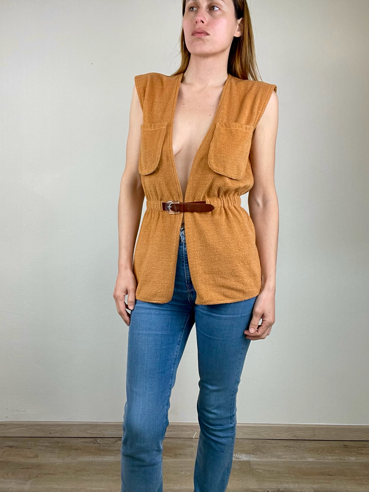 Gianni Versace for Callaghan terrycloth belted top