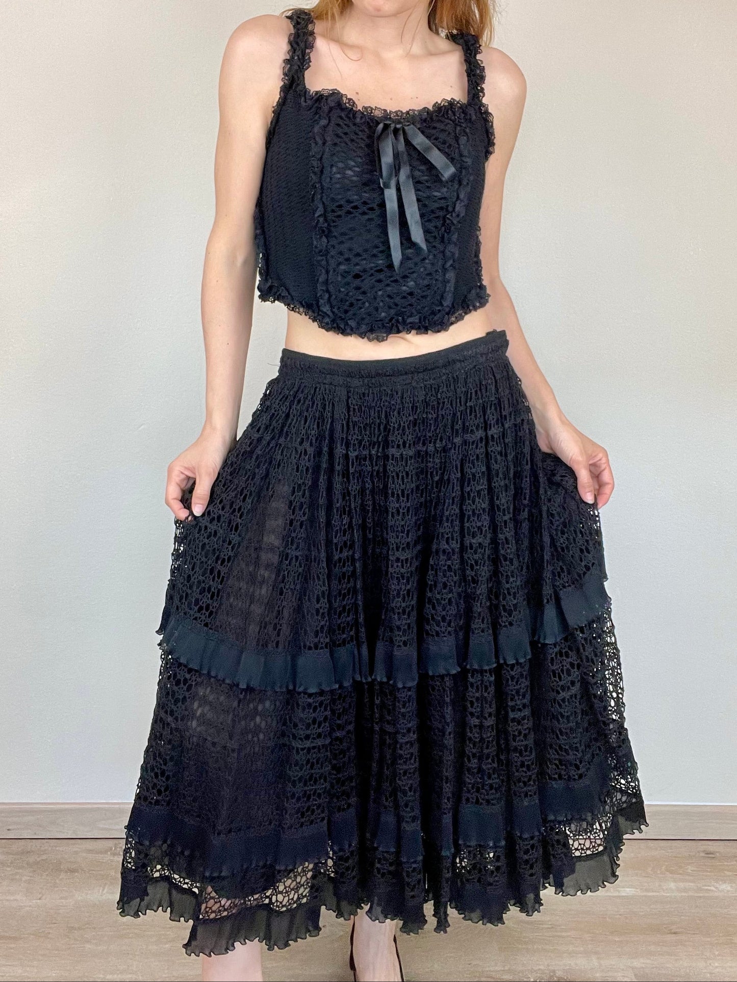 DOLCE & GABBANA Spring Summer 2002 Black Knitted Maxi Skirt