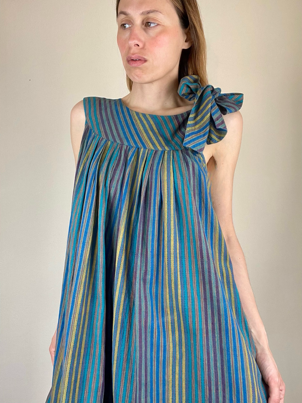 Lanvin multicolor striped cotton tent dress