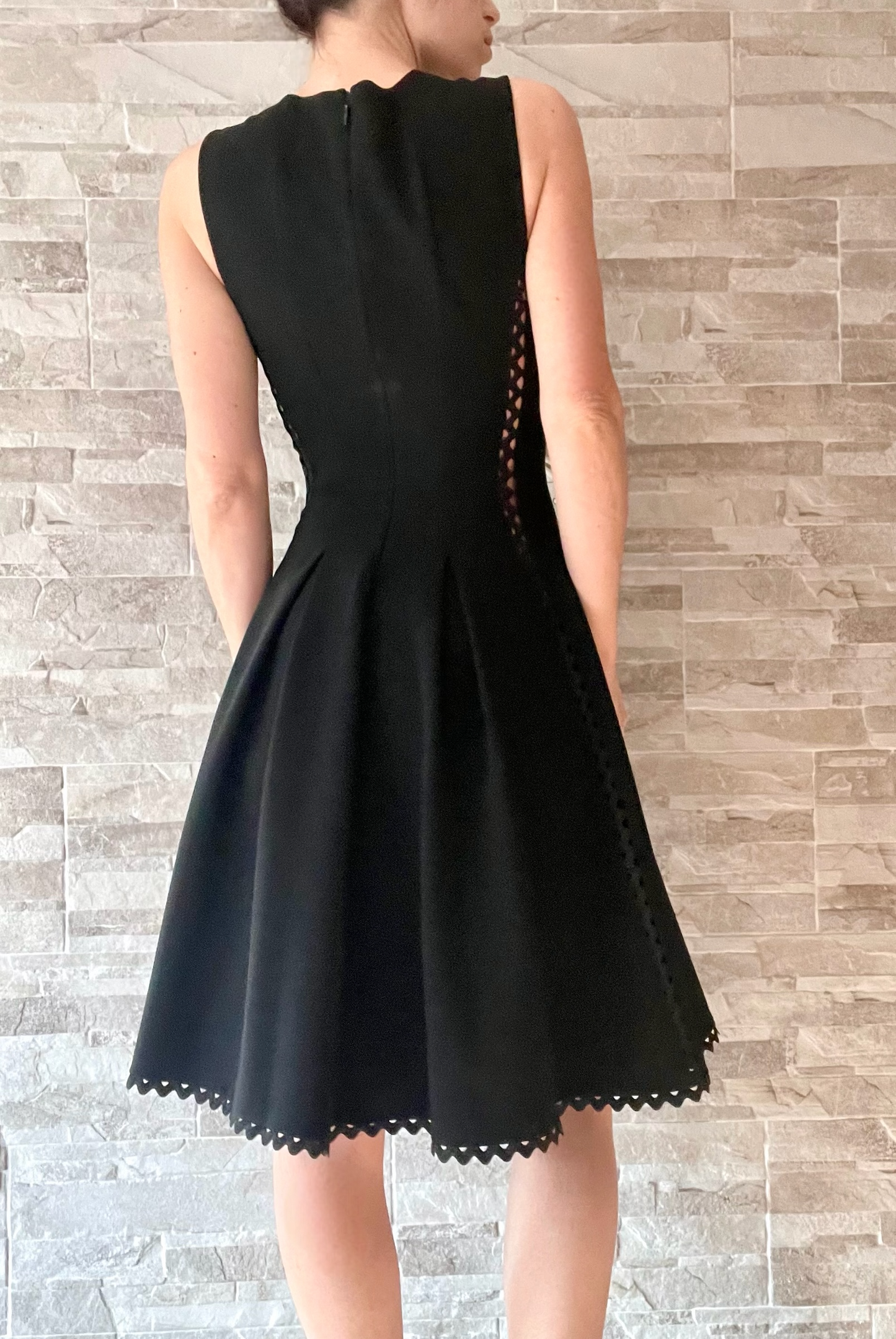 Prada black cut out pleated dress