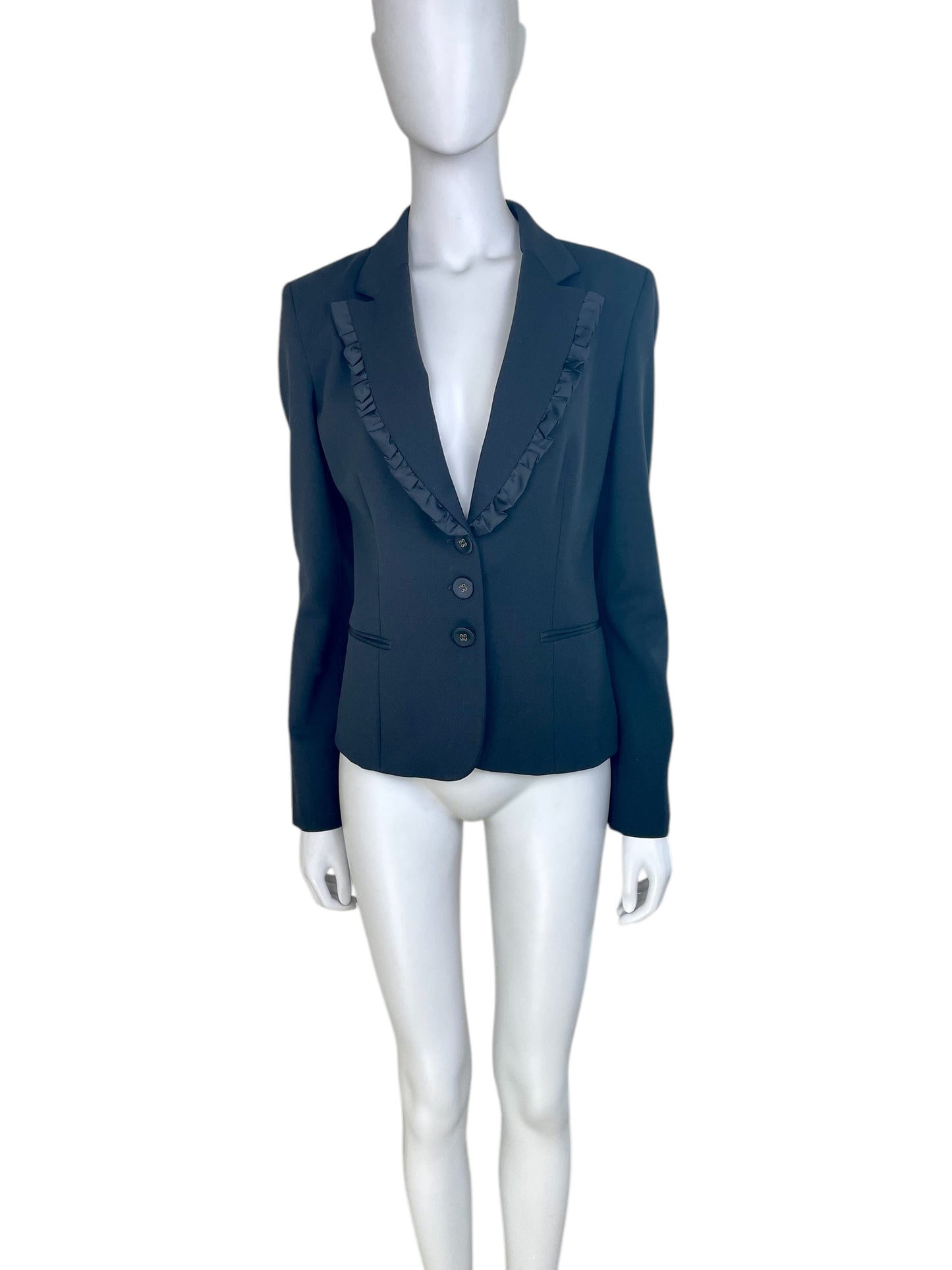 Moschino Jeans black ruffled collar blazer jacket