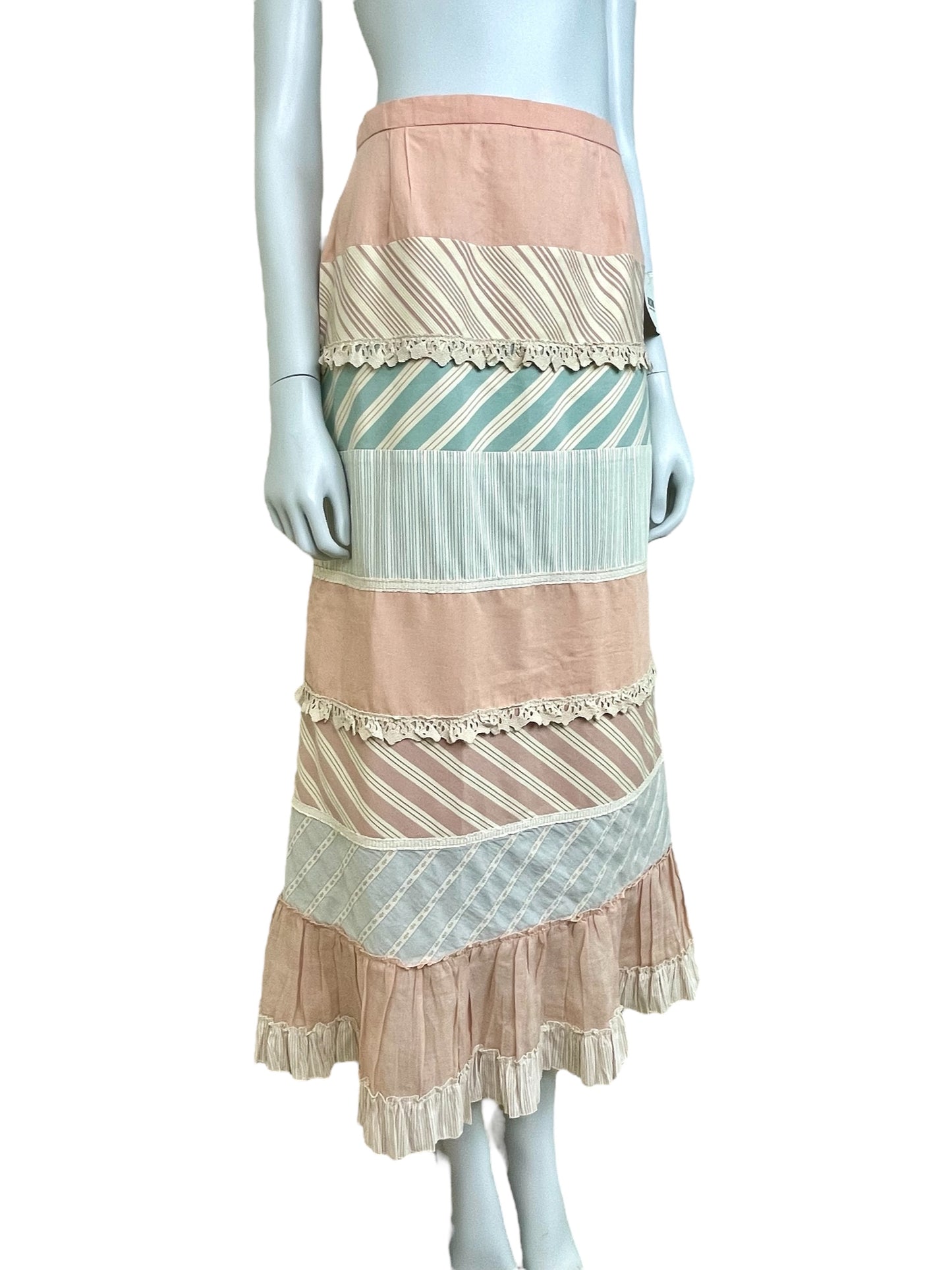 Moschino Cheap and Chic deadstock Spring Summer 2003 striped and lace maxi skirt