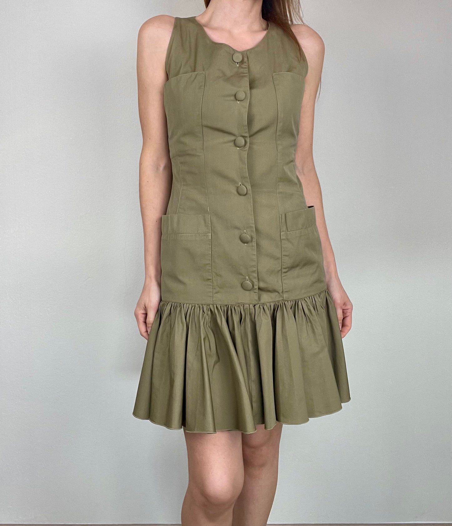 Alberta Ferretti green kaki mini dress