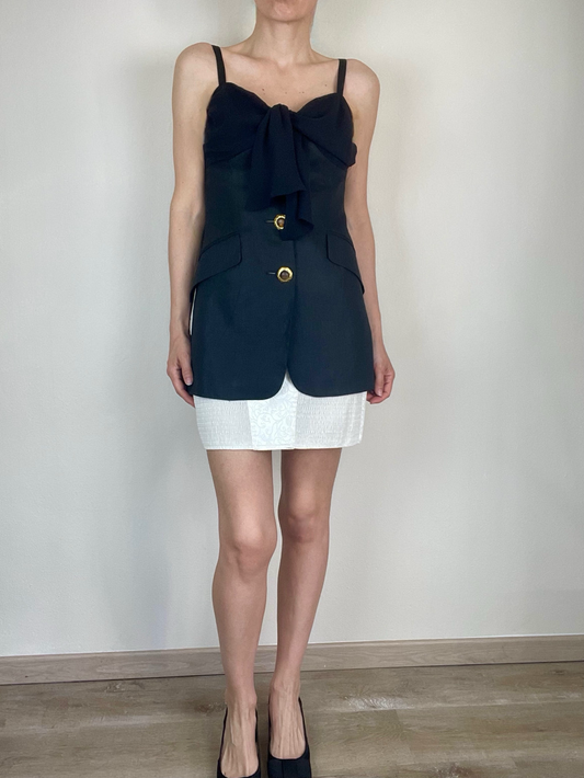 Max Mara black linen and silk long top