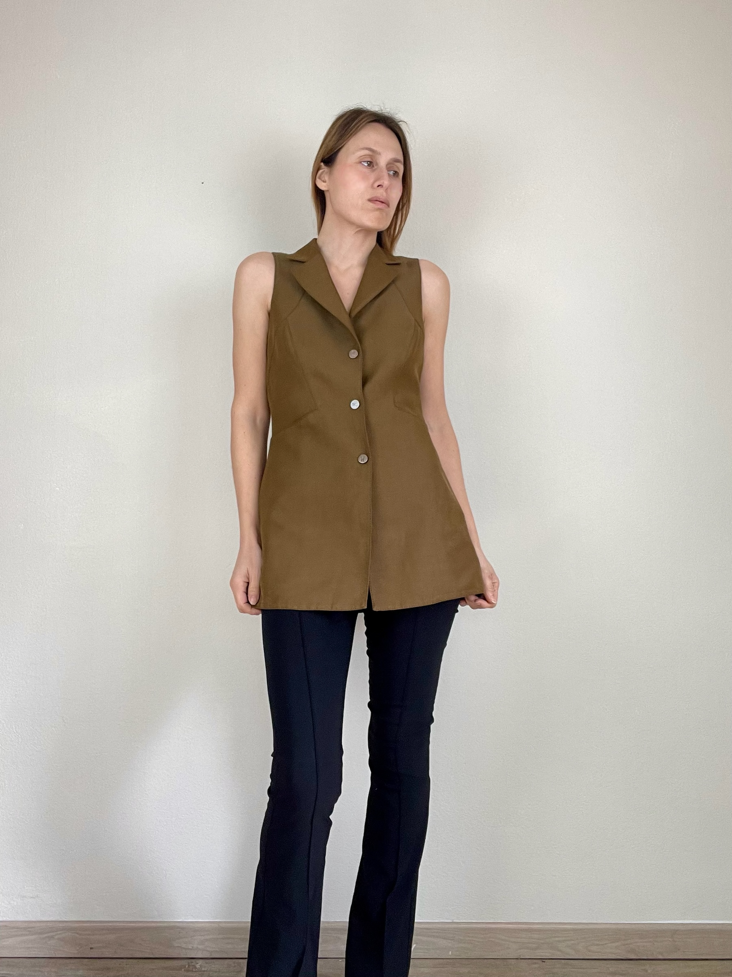 Claude Montana brown cut out long top/vest