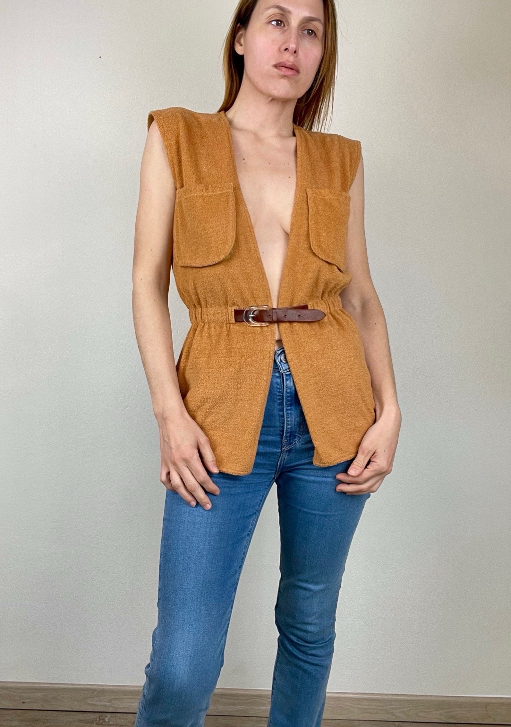 Gianni Versace for Callaghan terrycloth belted top