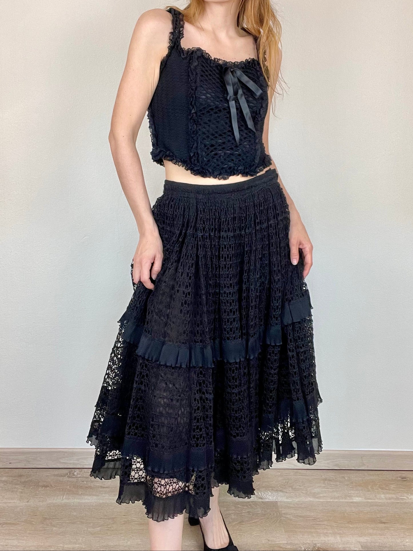 DOLCE & GABBANA Spring Summer 2002 Black Knitted Maxi Skirt