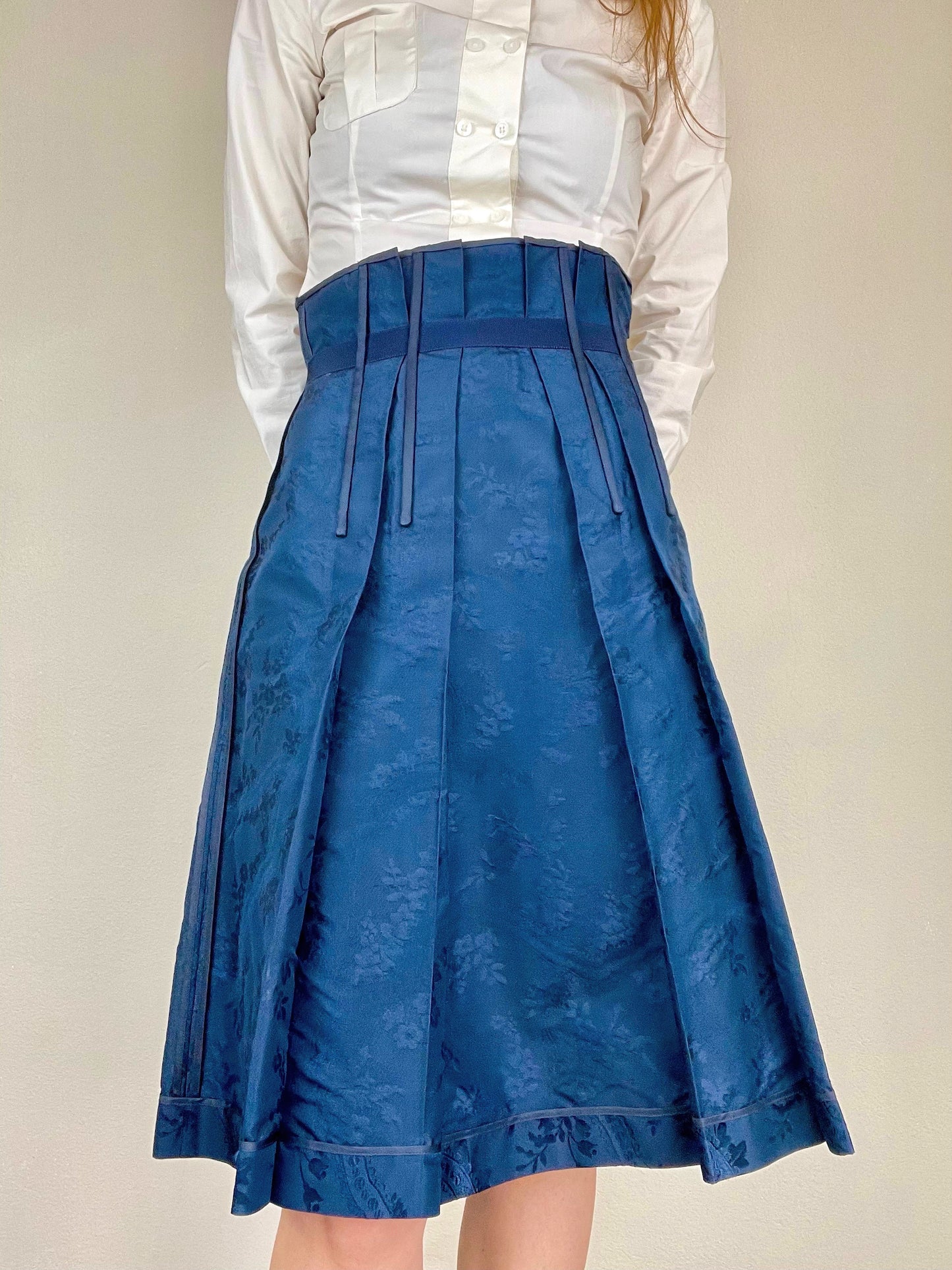 Prada silk jacquard corset skirt
