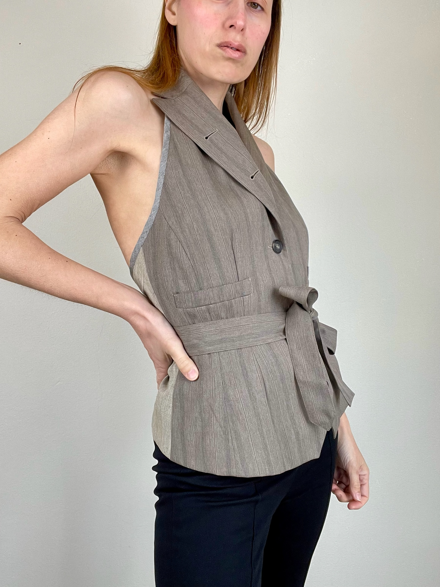 Dries Van Noten open back wrap vest top