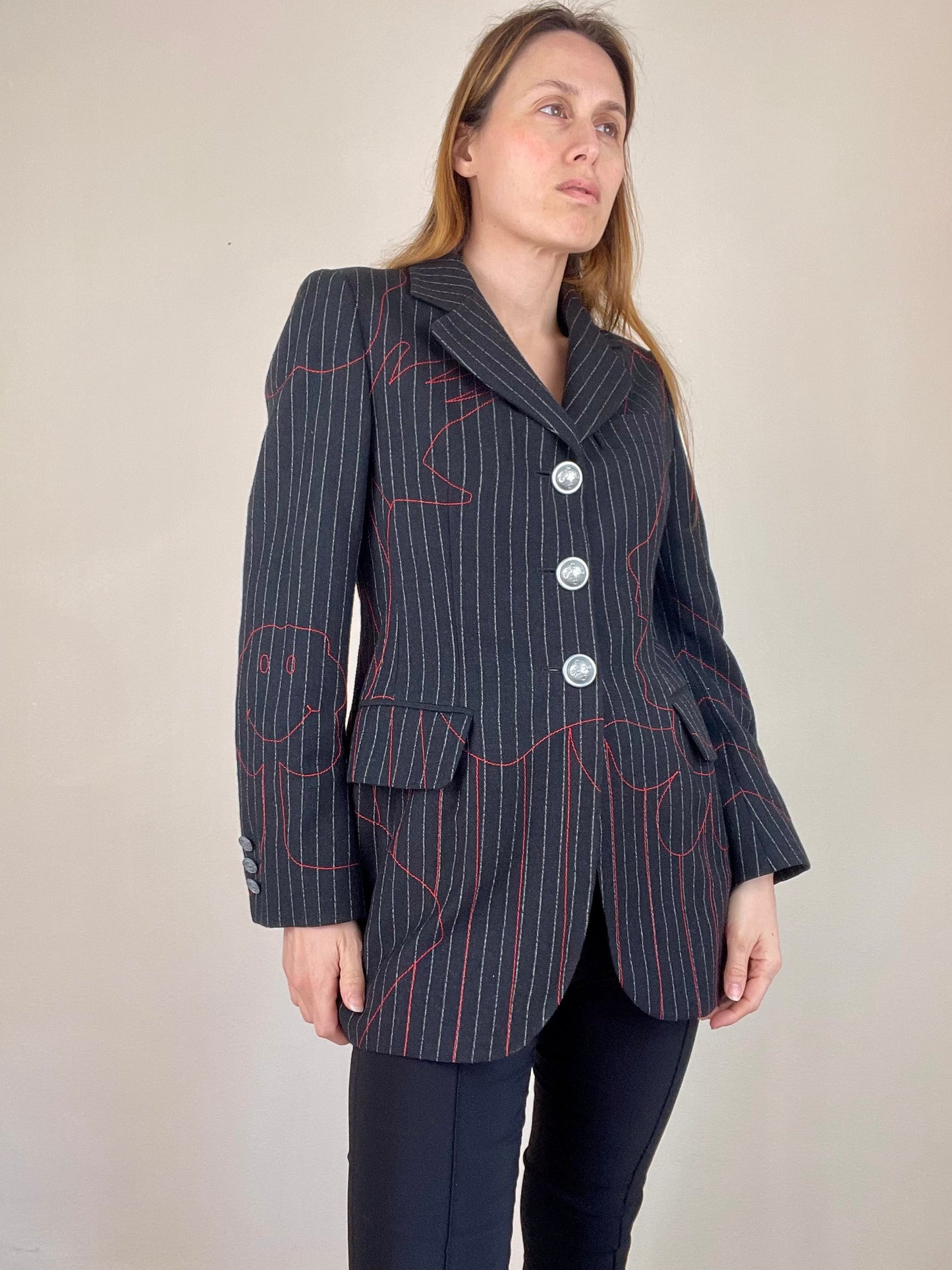 Moschino Cheap and Chic gray pinstripe blazer