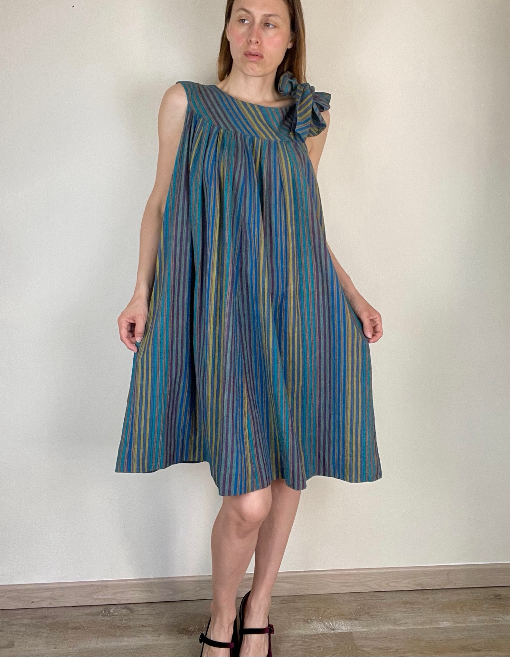 Lanvin multicolor striped cotton tent dress