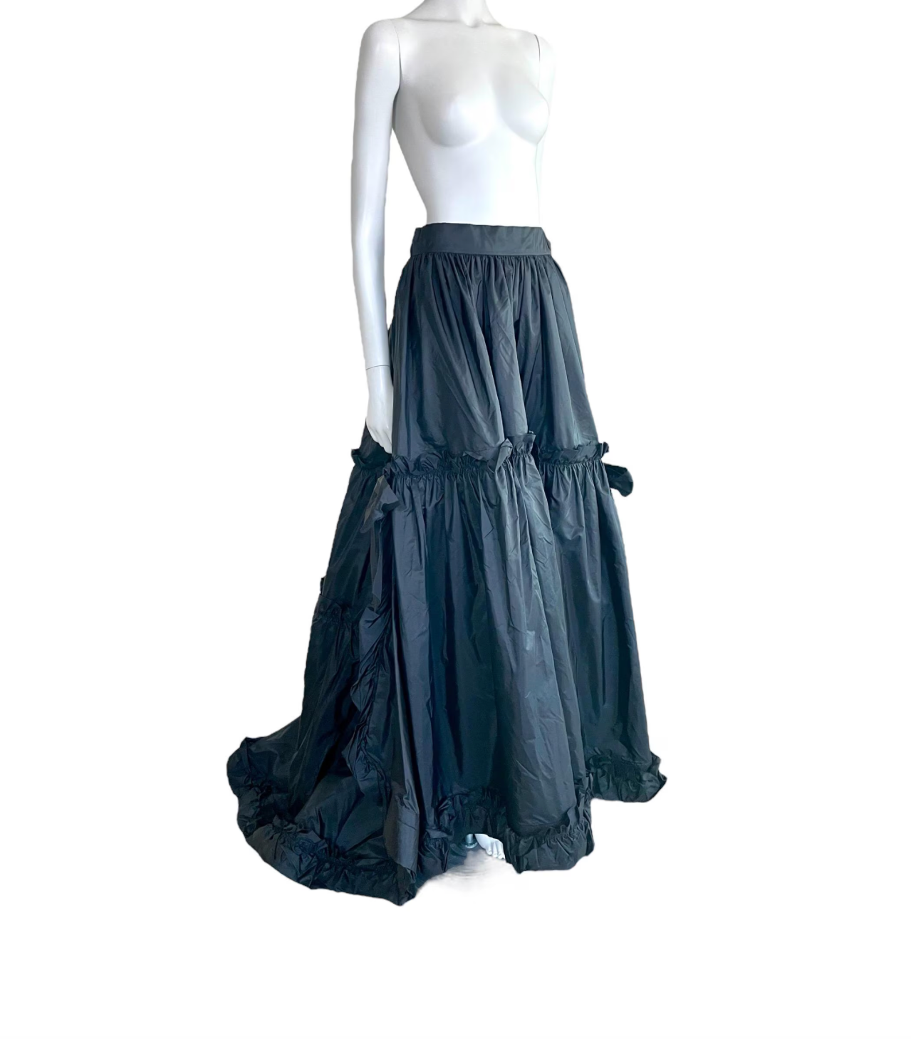 RESERVED do not buy- Yves Saint Laurent dramatic black silk taffeta tiered skirt