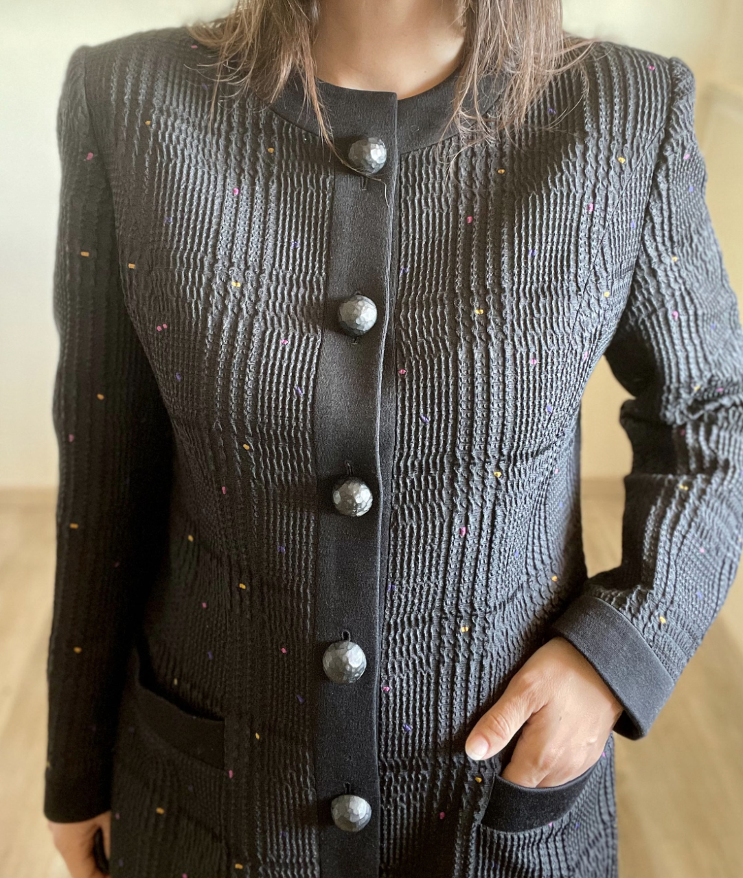 Lanvin by Maryll Lanvin Fall Winter 1989 ribbed blazer jacket