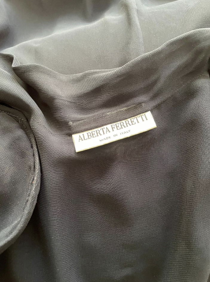 Alberta Ferretti navy blue sheer blouse jacket