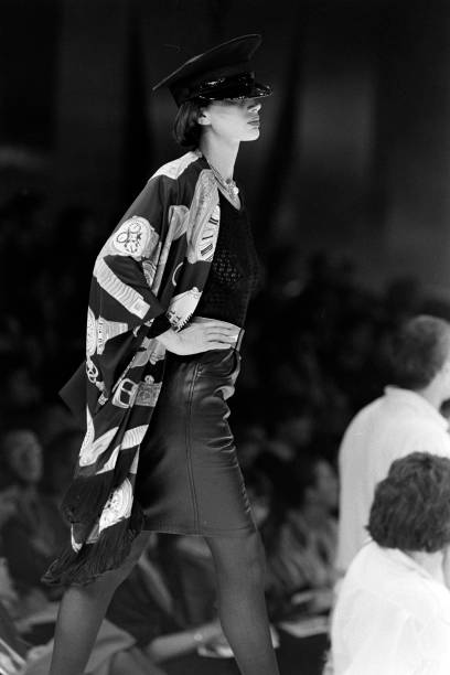 Moschino Fall Winter 1986 novelty print shawl blazer jacket