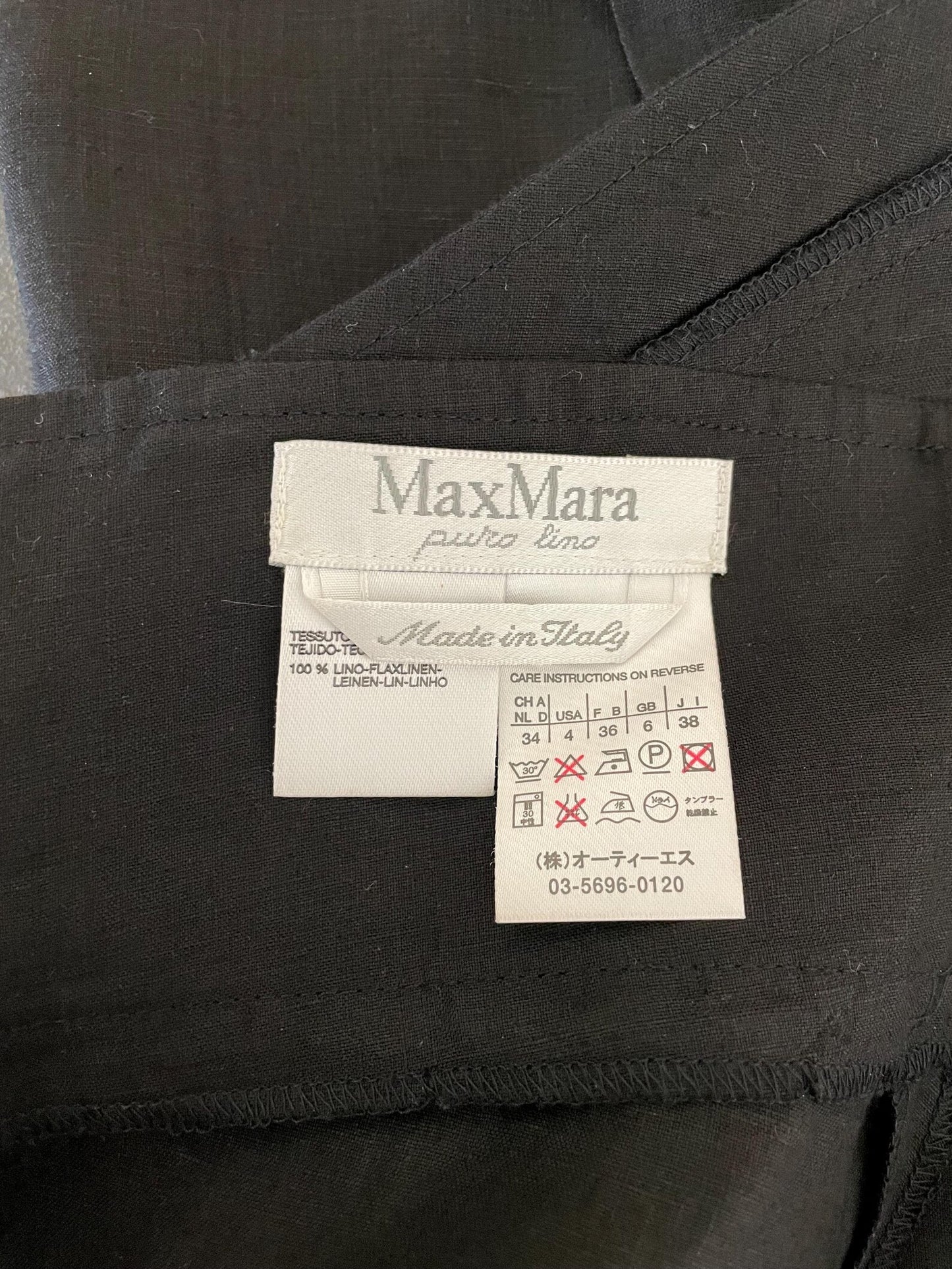 Max Mara black linen halter neck apron dress
