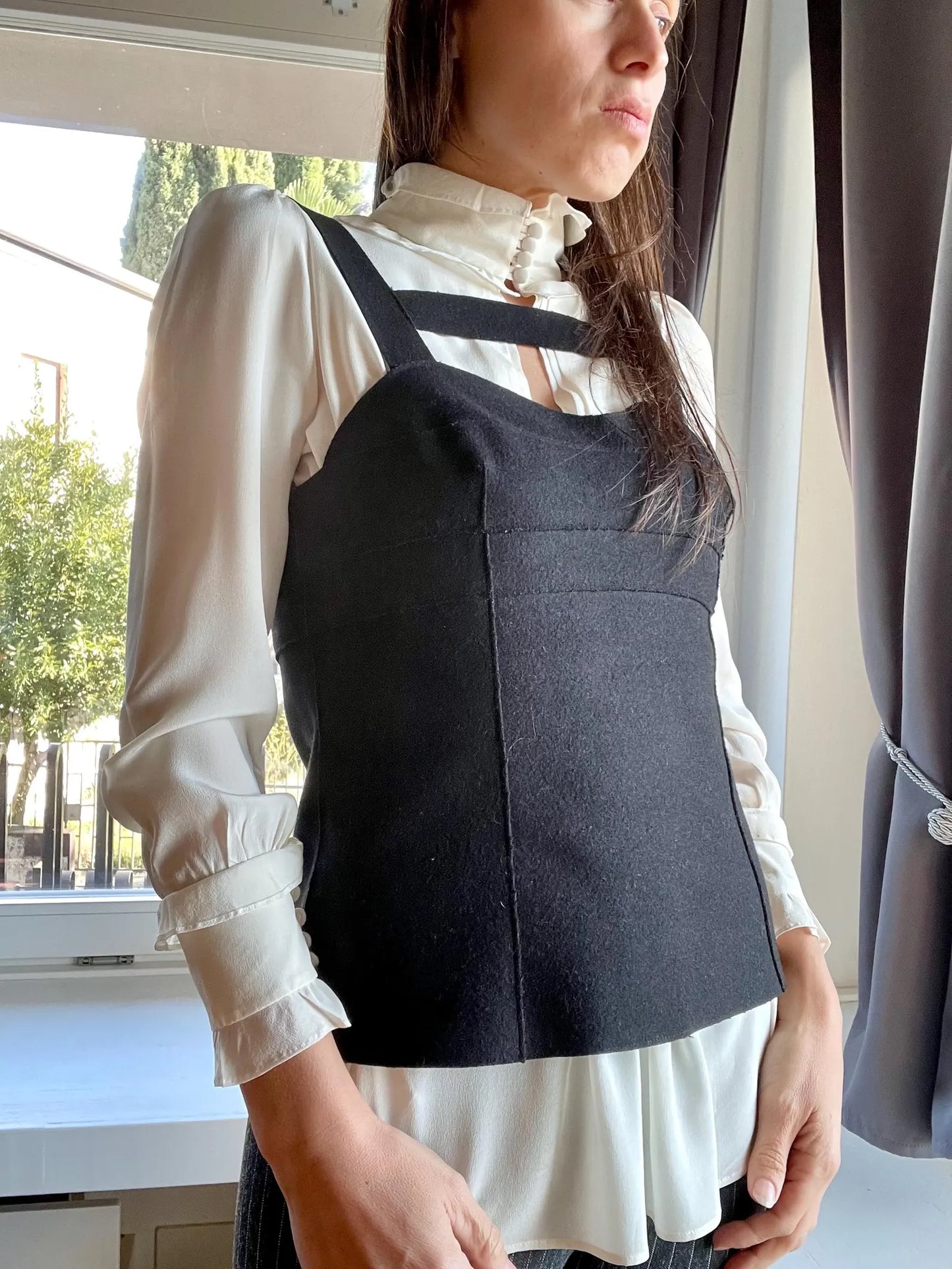 Miu Miu FW 2006 black wool bustier corset top