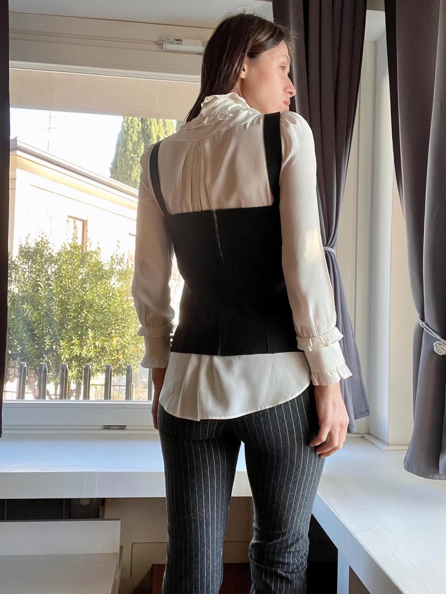 Miu Miu FW 2006 black wool bustier corset top