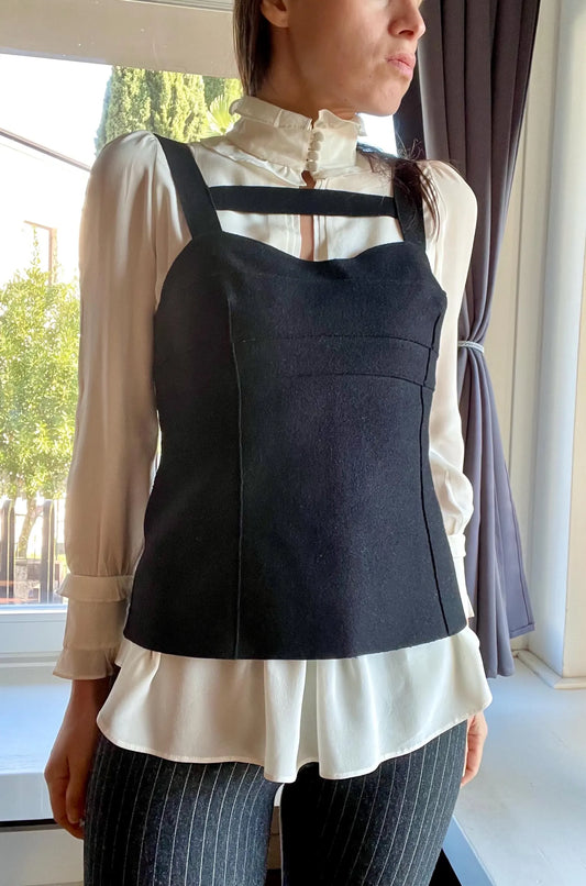 Miu Miu FW 2006 black wool bustier corset top