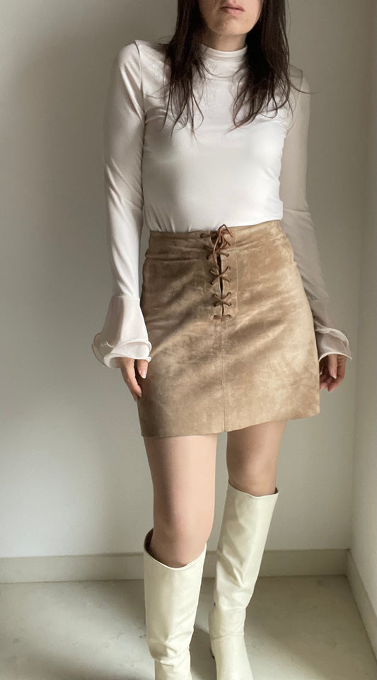 Miu Miu leather lace up mini skirt