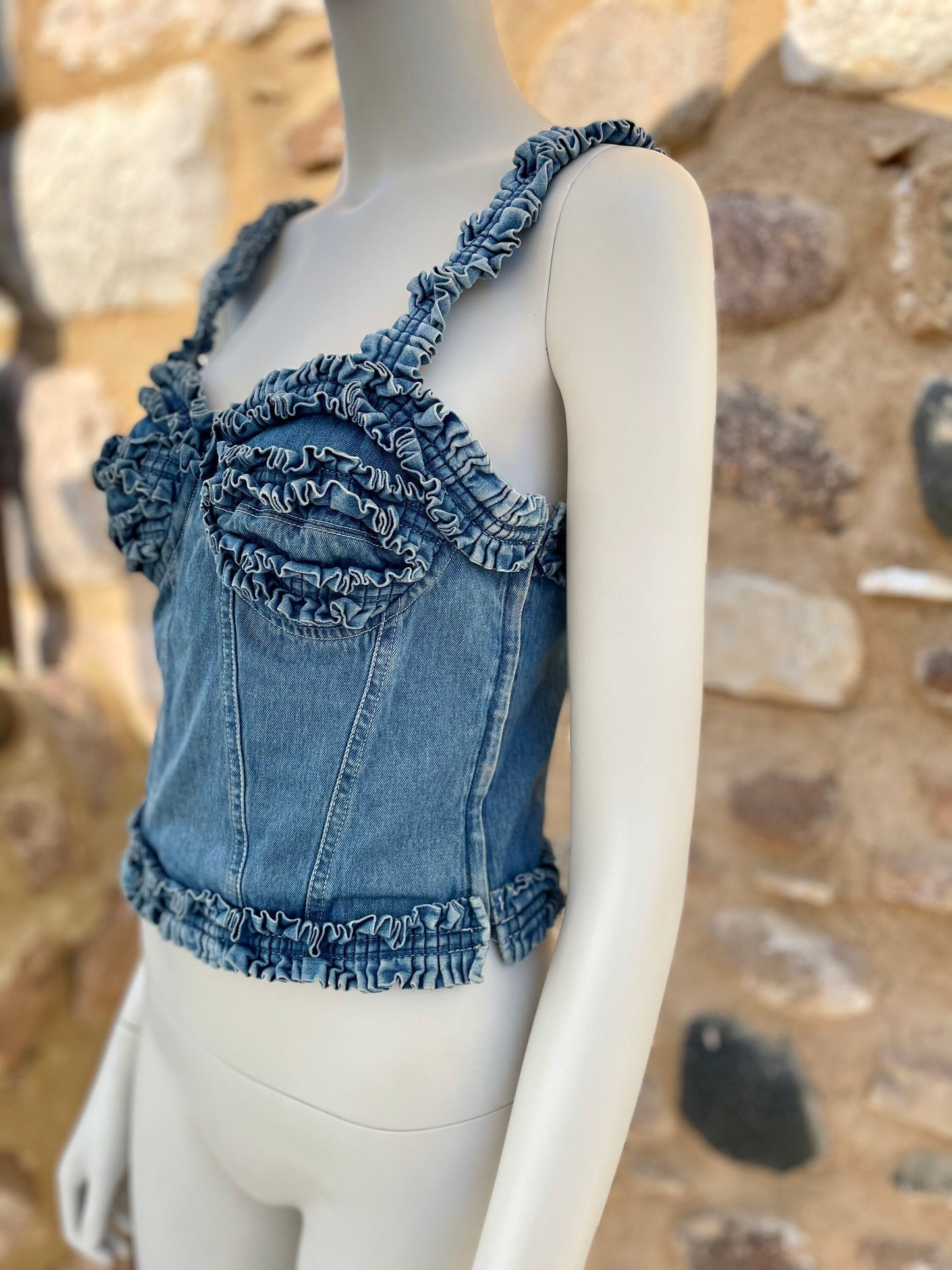 Moschino Jeans denim bustier corset top