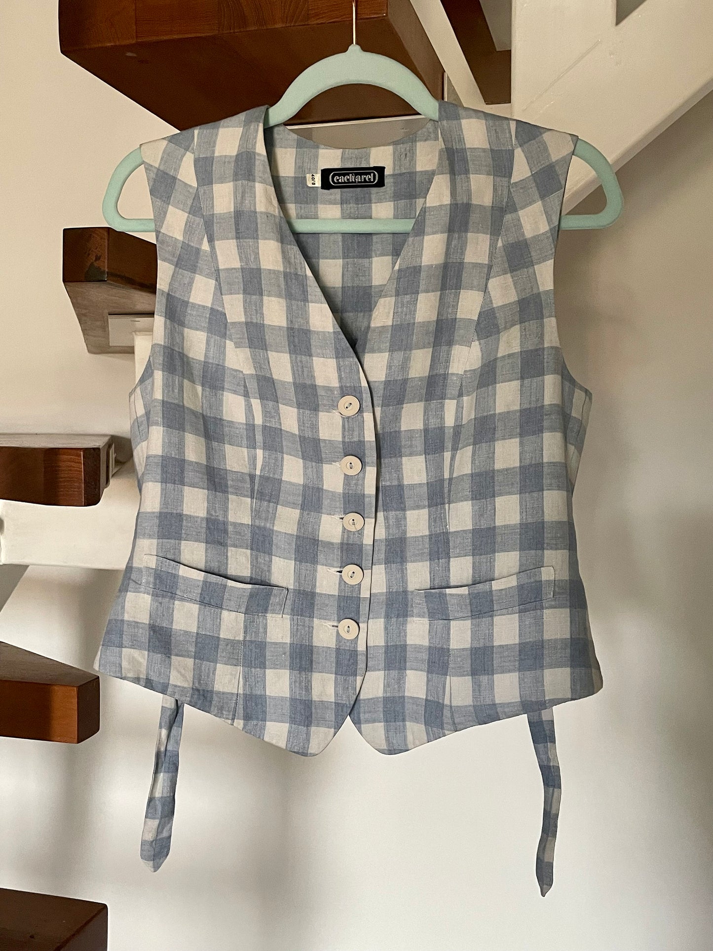 Cacharel checkered linen vest top