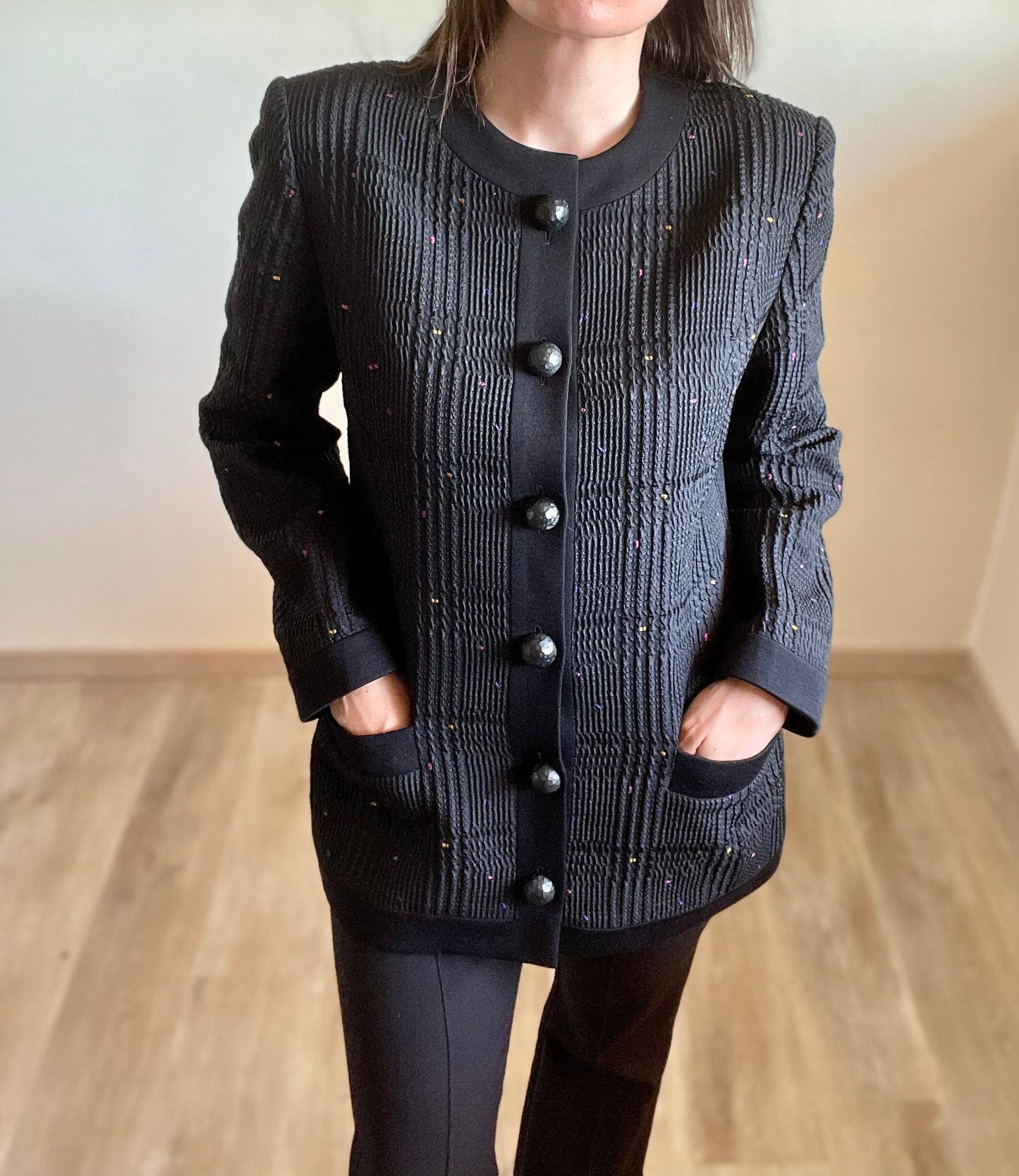 Lanvin by Maryll Lanvin Fall Winter 1989 ribbed blazer jacket