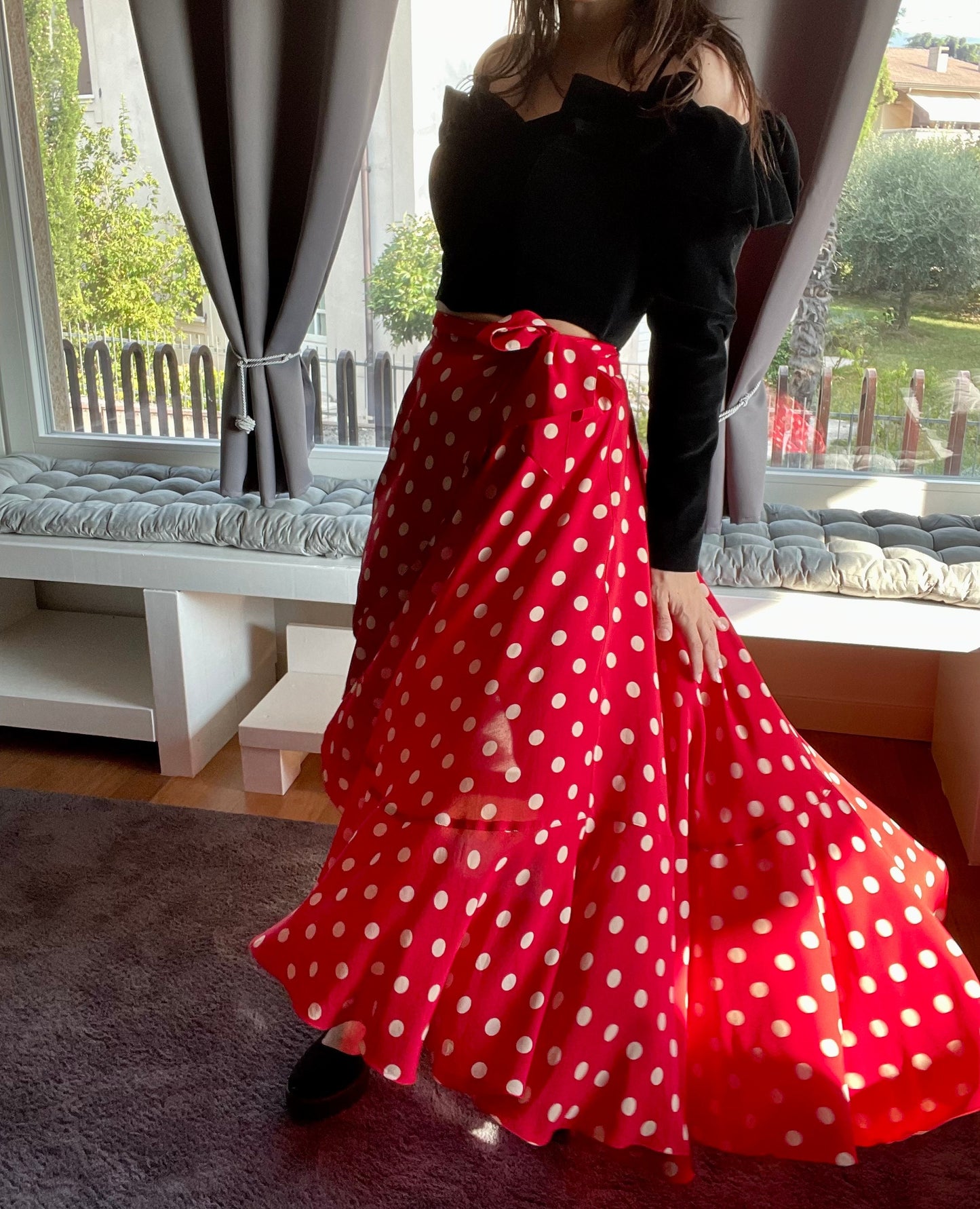 Alberta Ferretti polka dot asymmetrical skirt