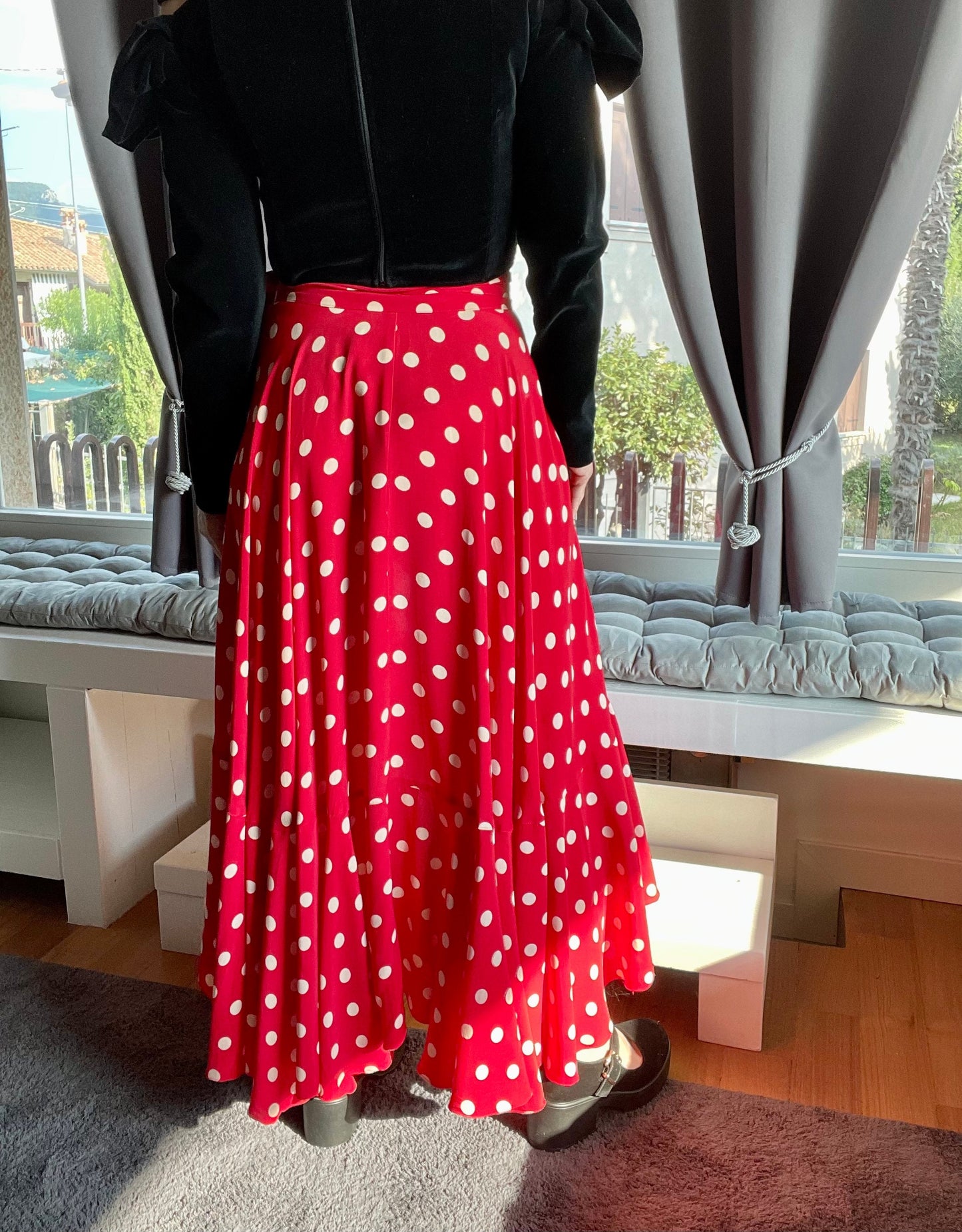 Alberta Ferretti polka dot asymmetrical skirt