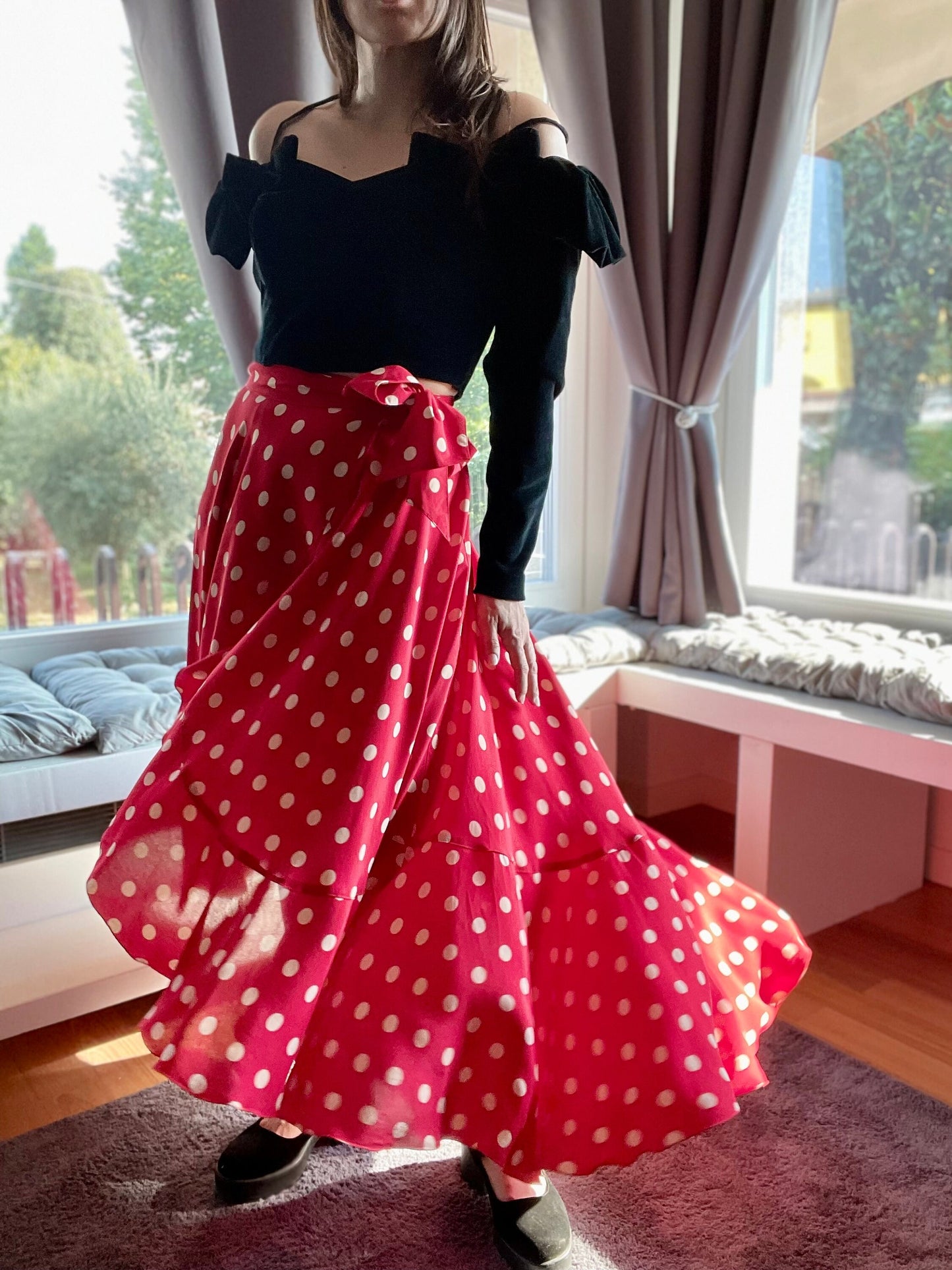 Alberta Ferretti polka dot asymmetrical skirt