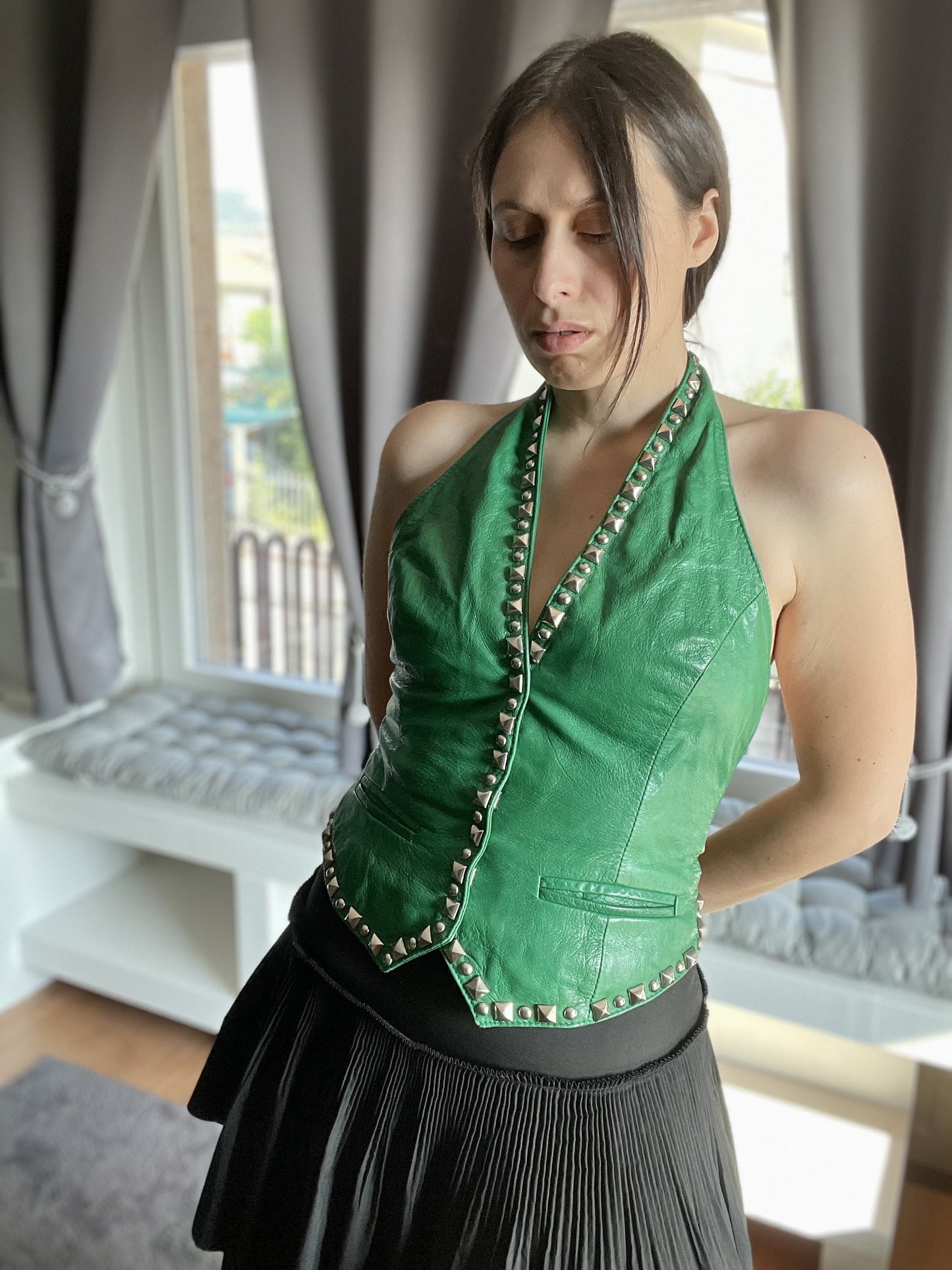 Moschino Cheap and Chic leather studded bustier corset vest