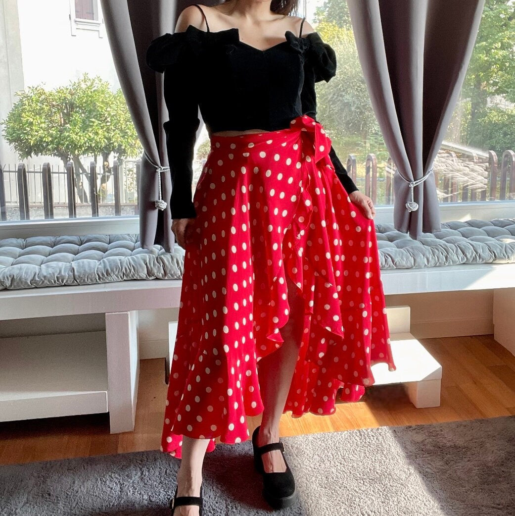 Alberta Ferretti polka dot asymmetrical skirt