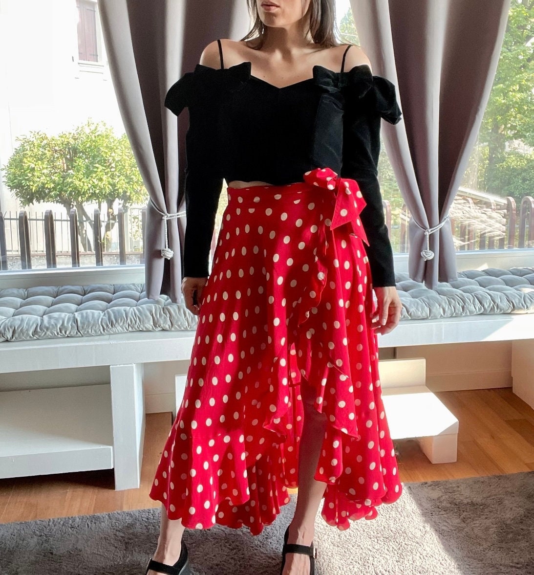 Alberta Ferretti polka dot asymmetrical skirt