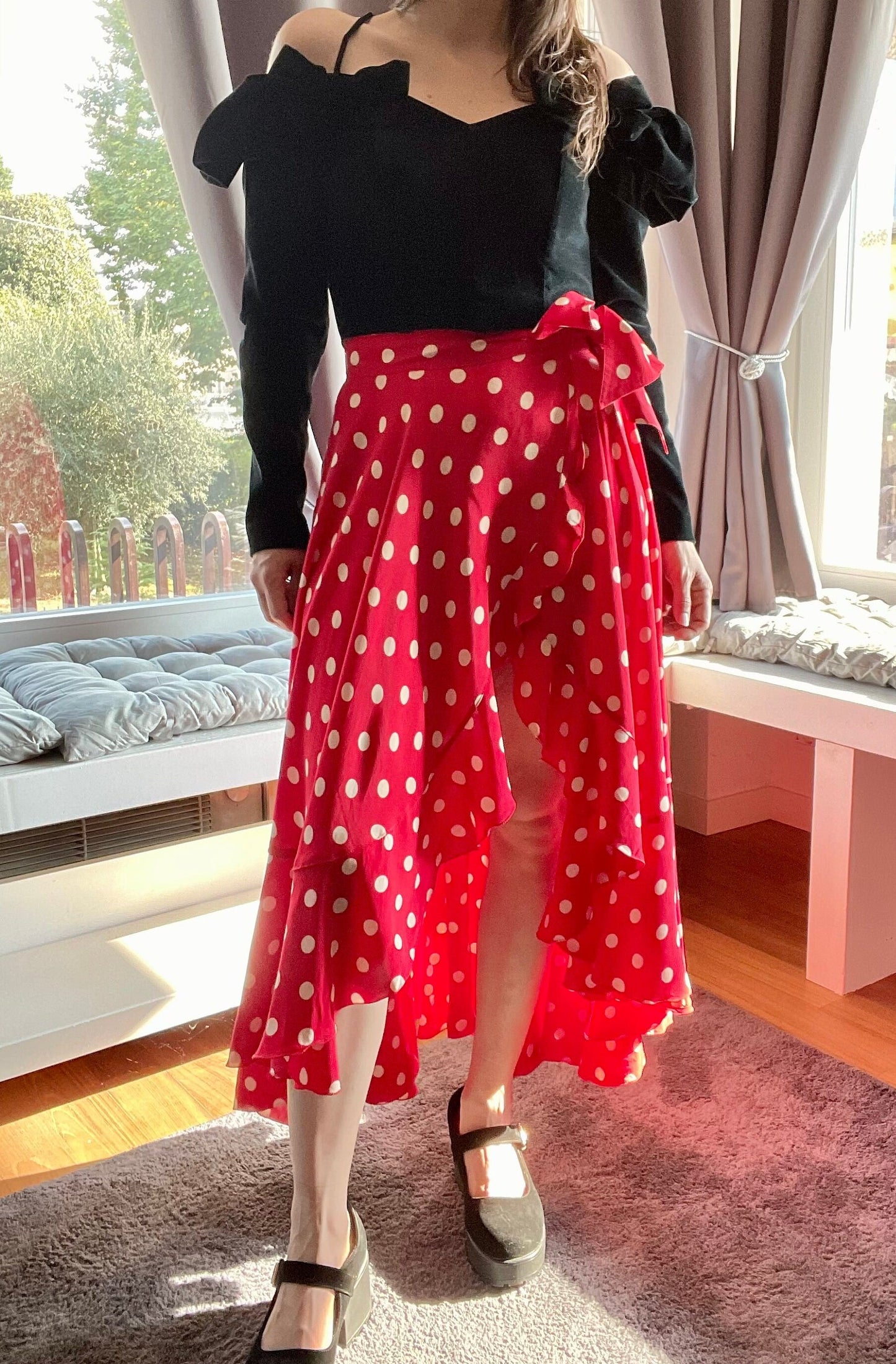 Alberta Ferretti polka dot asymmetrical skirt