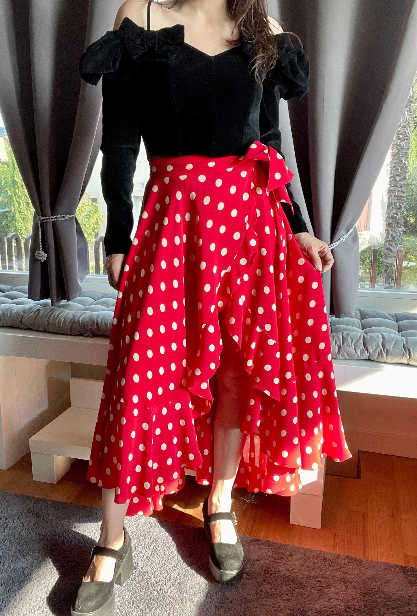 Alberta Ferretti polka dot asymmetrical skirt