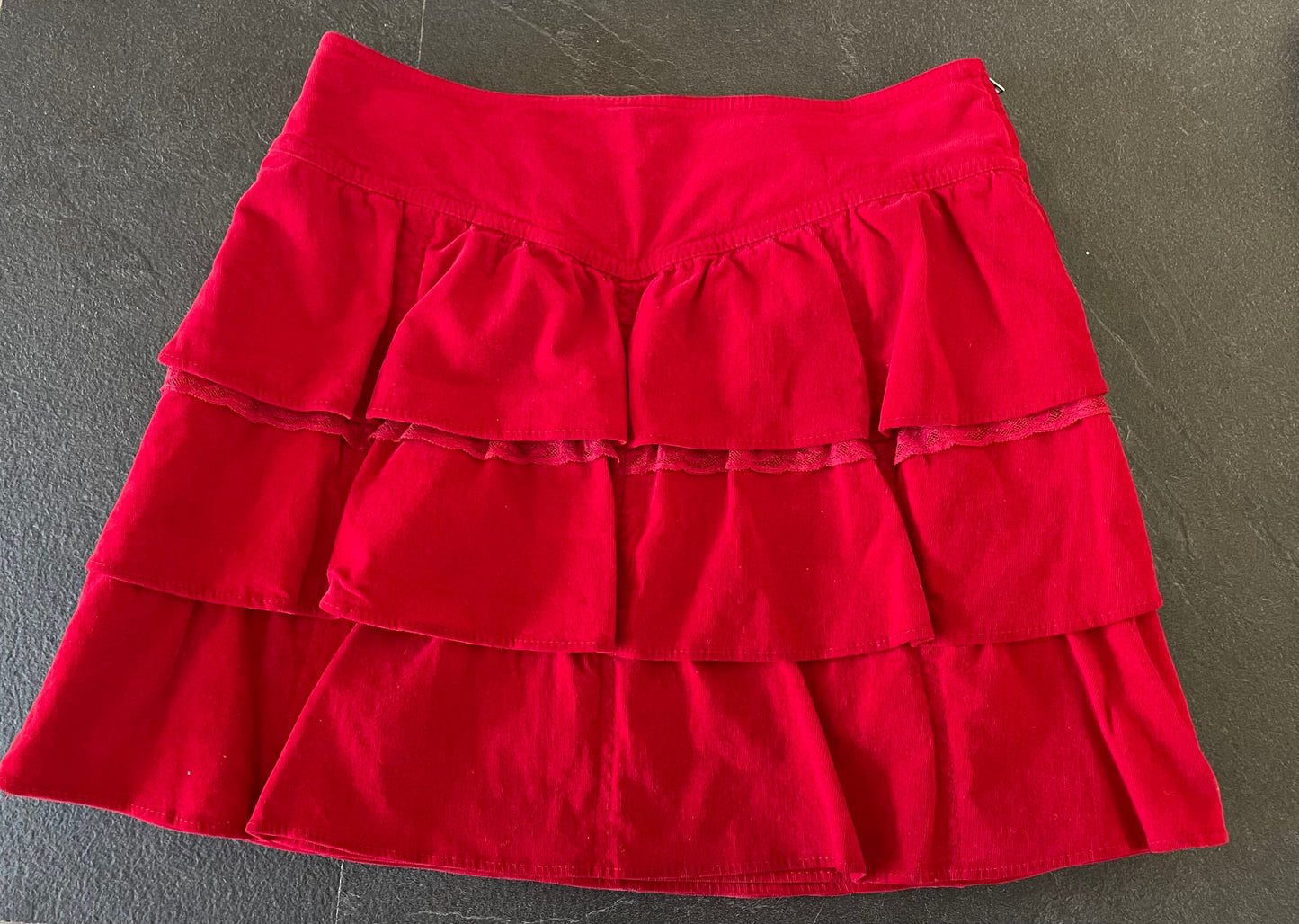 Miu Miu corduroy lace and frills mini skirt