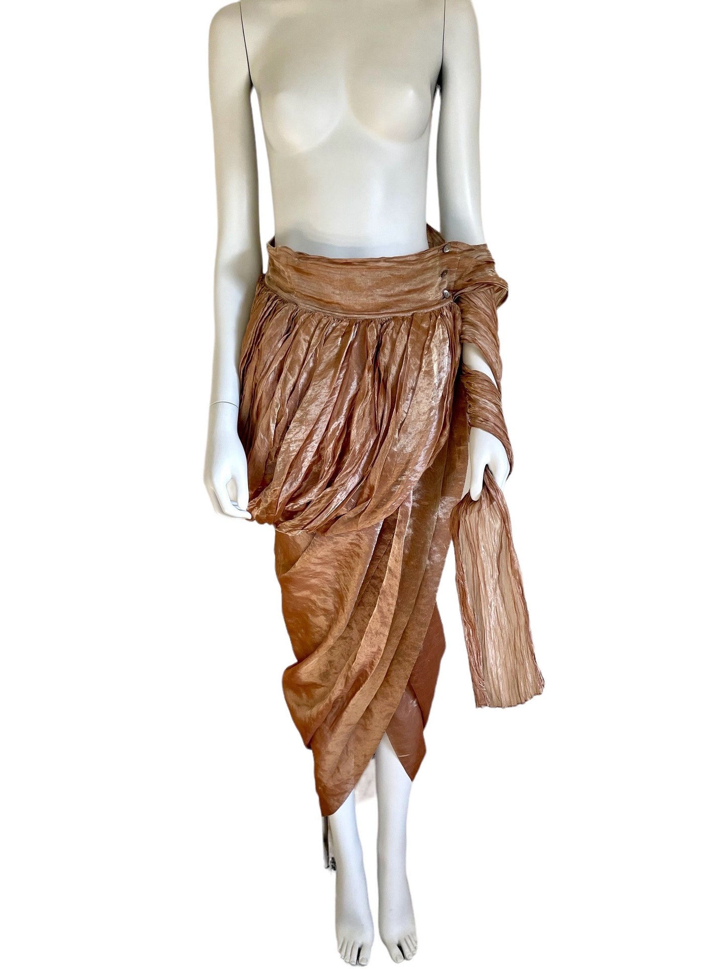 Romeo Gigli Spring Summer 1990 draped wrap tulip silk skirt